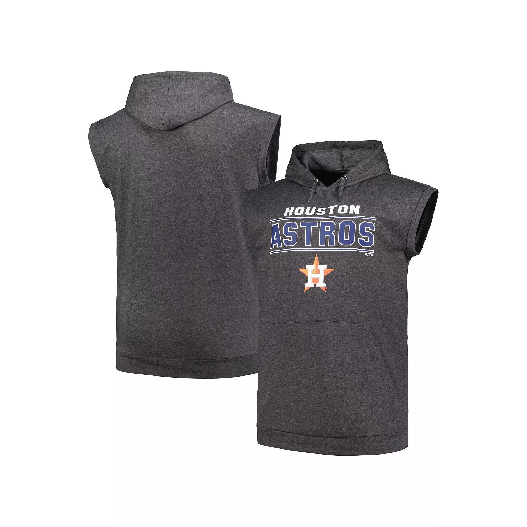 Men's Profile Heather Charcoal Houston Astros Big & Tall Muscle Sleeveless Pullover Hoodie, Size: 4XLT Product Image