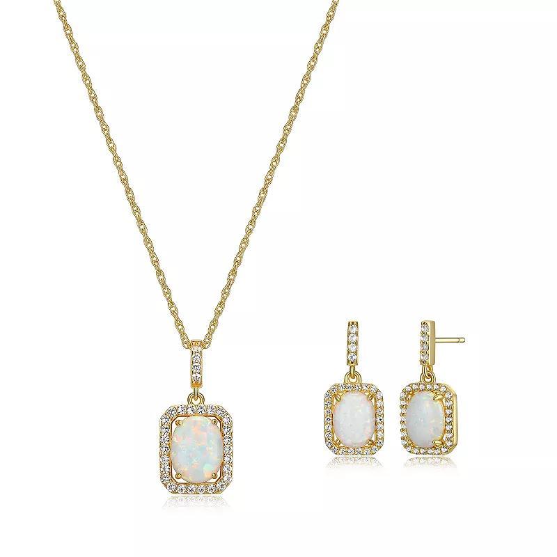 18k Gold over Silver Birthstone Drop Earrings & Pendant Necklace Set, Women's, Size: 18", Created White October Product Image