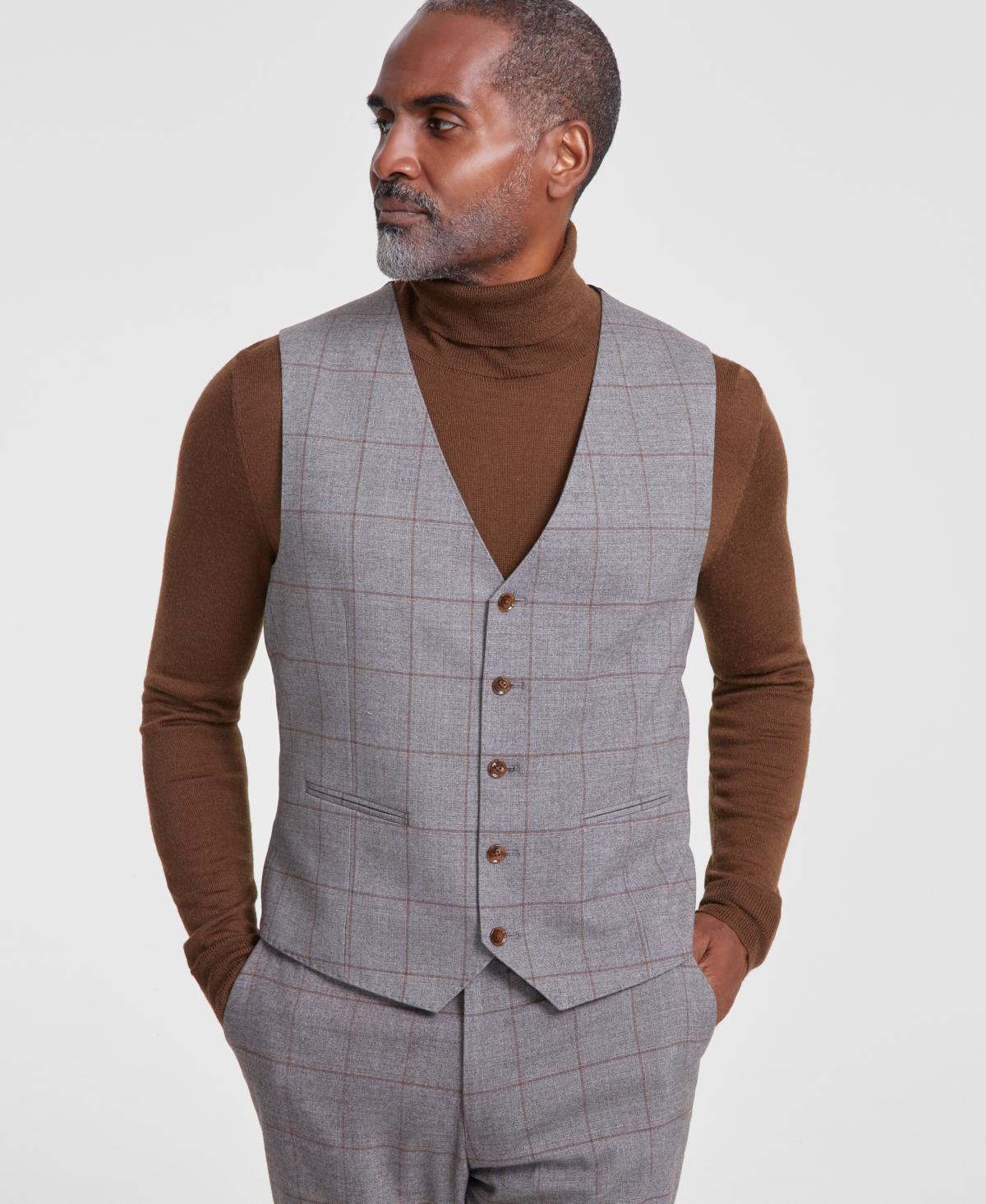 Tayion Collection Mens Classic-Fit Plaid Suit Vest Product Image