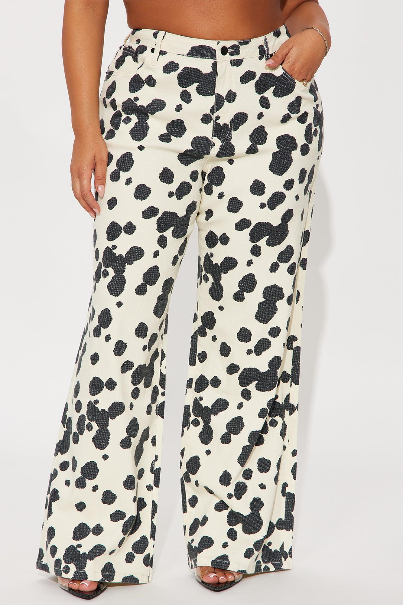 Something Sweet Baggy Printed Jeans - Black/White Female Product Image