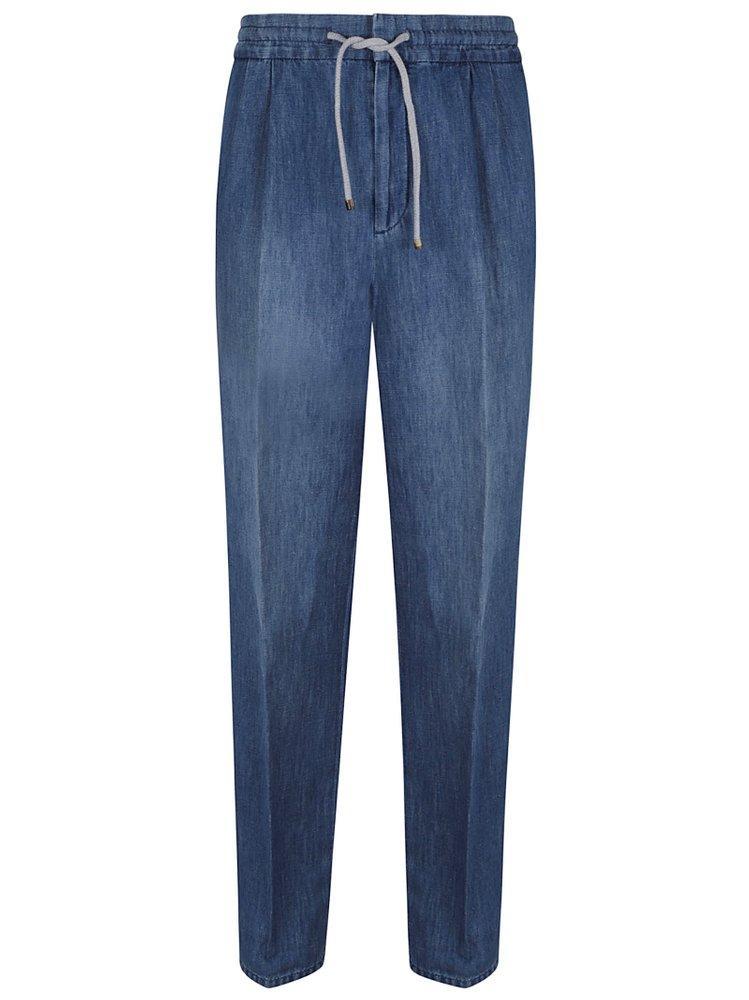 BRUNELLO CUCINELLI Drawstring Pleated Jeans In Blue Product Image