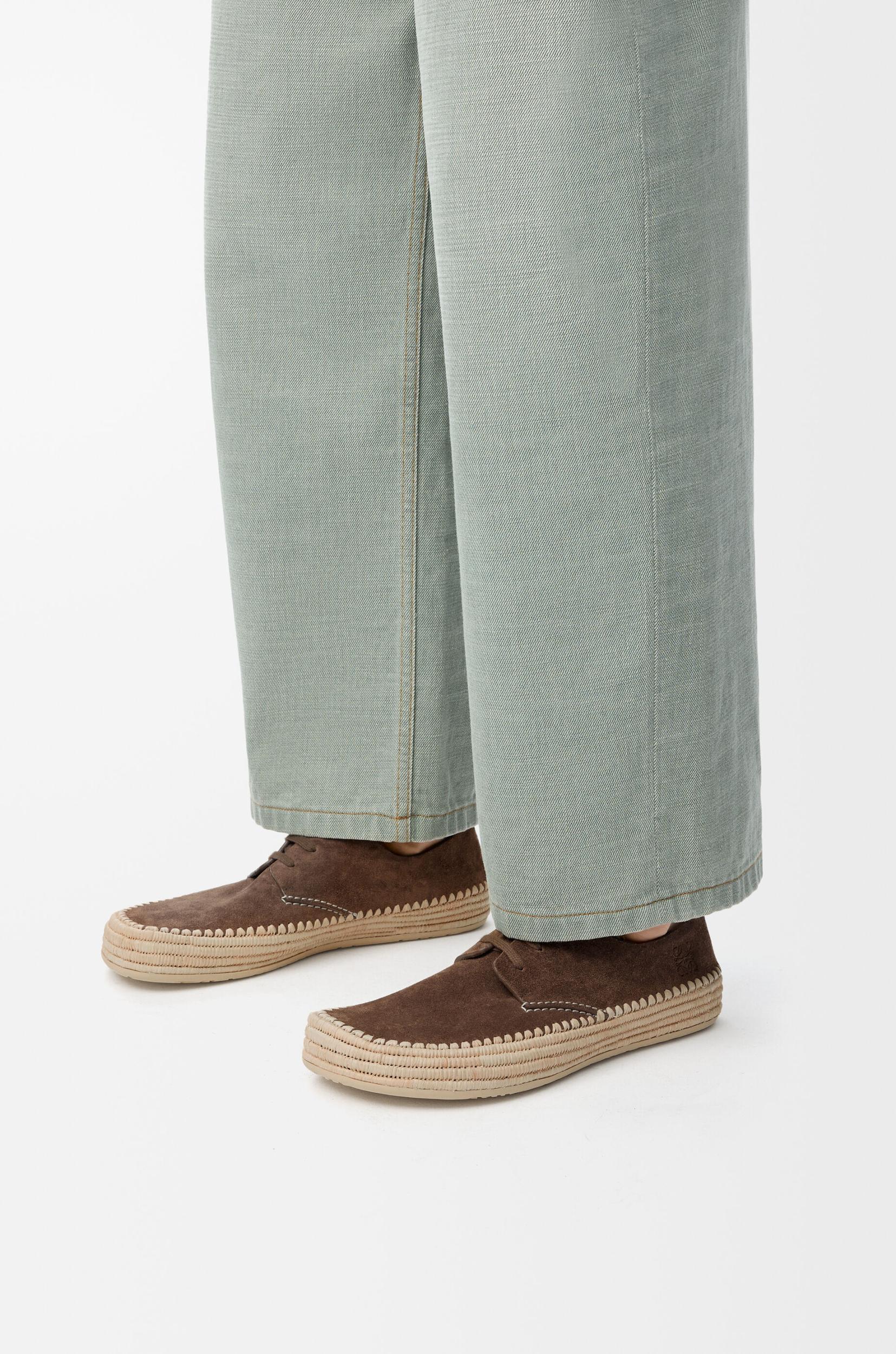 Rio lace-up in suede and raffia Product Image