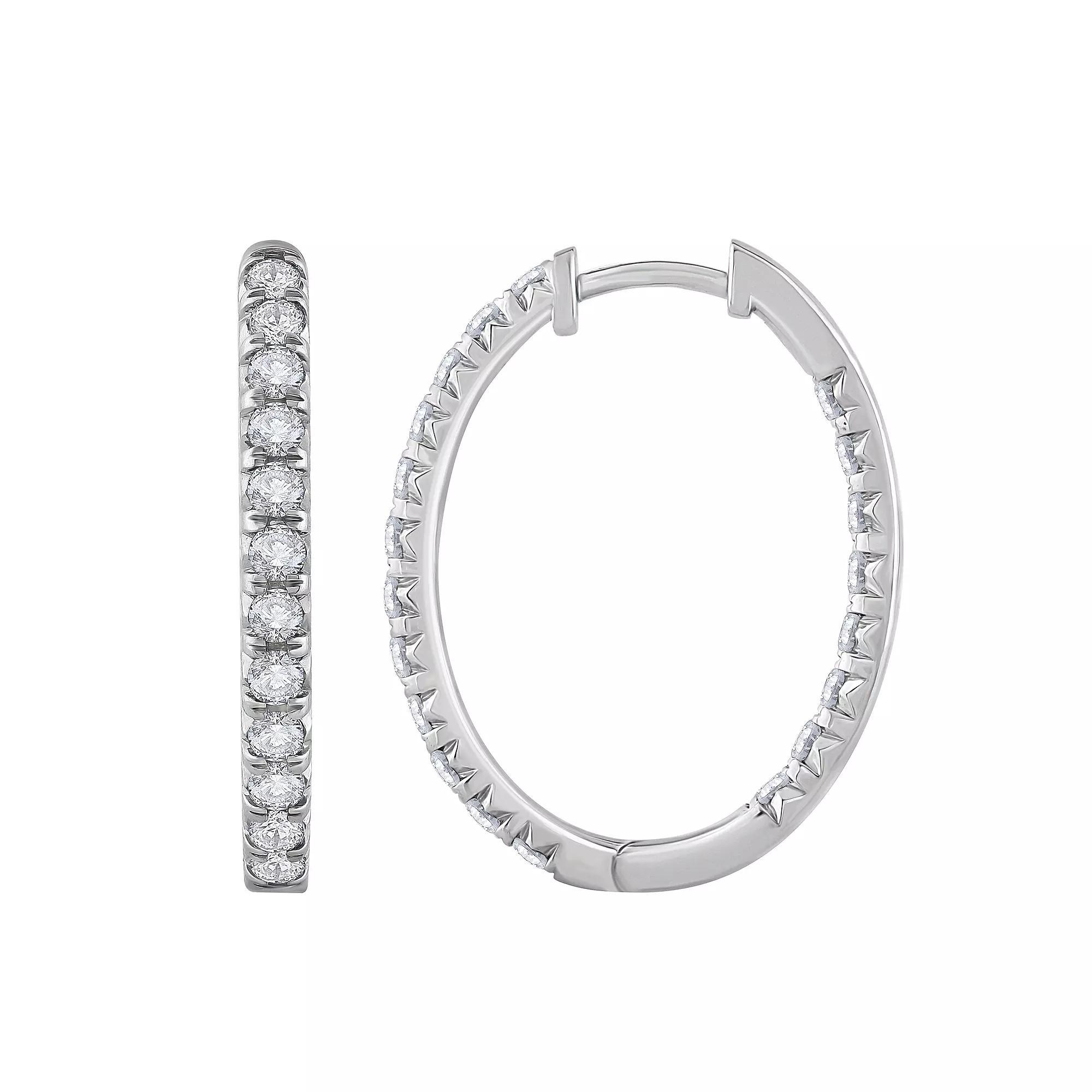 Diamond Medley 14k White Gold 2 Carat T.W. Lab-Grown Diamond Hoop Earrings, Women's, 14k Whgold Product Image