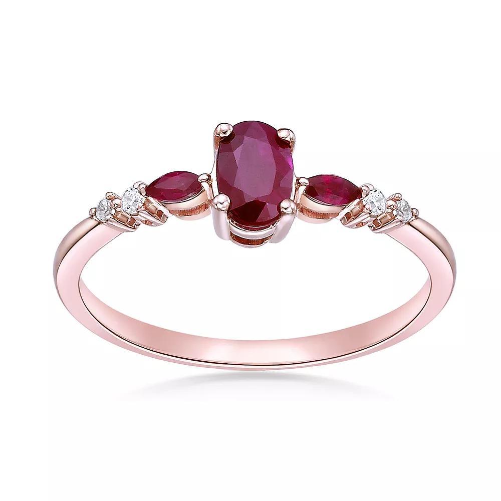 Gemminded 10k Rose Gold Ruby & Diamond Accent Ring, Women's, Size: 8 Product Image