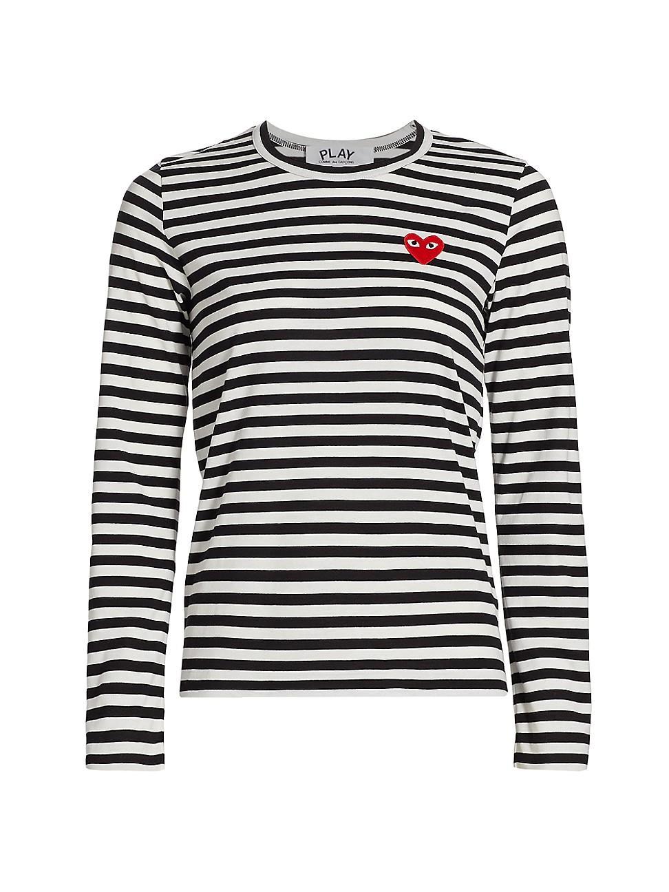 Womens Striped Red Heart Long-Sleeve Shirt Product Image