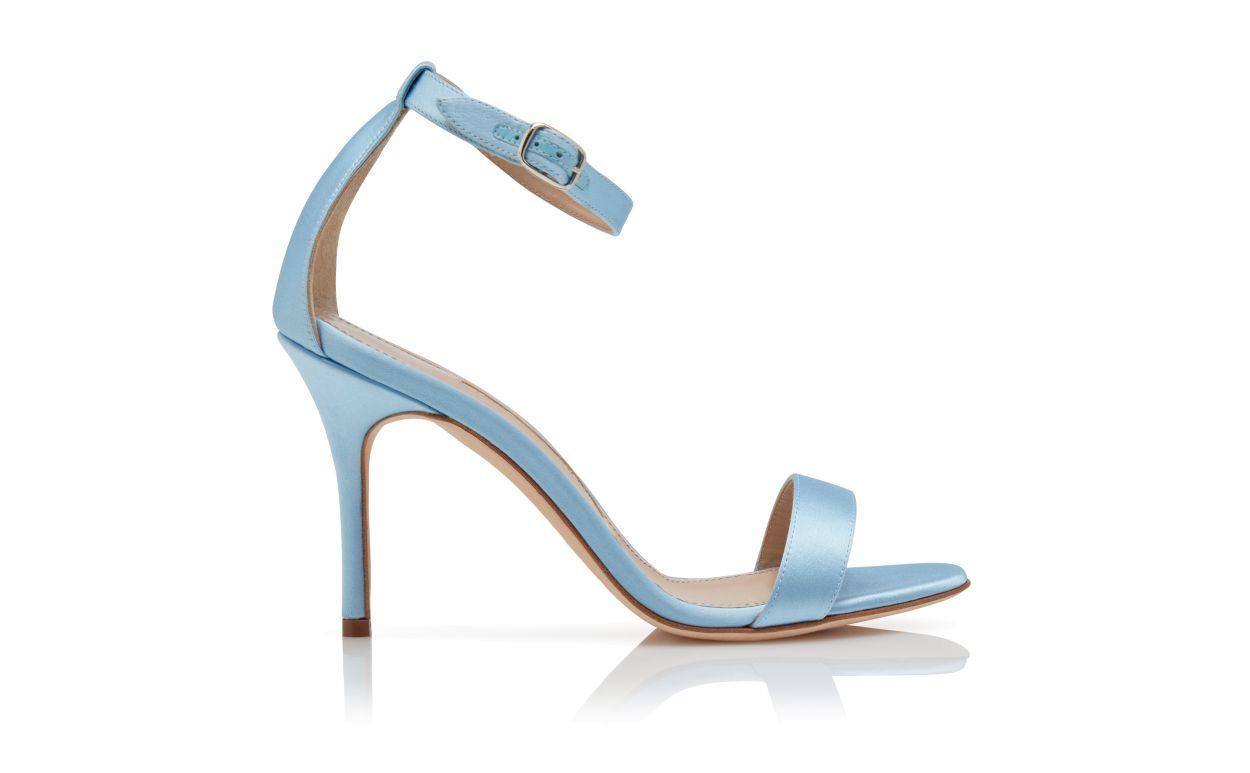 CHAOS Light Blue Satin Ankle Strap Sandals Product Image