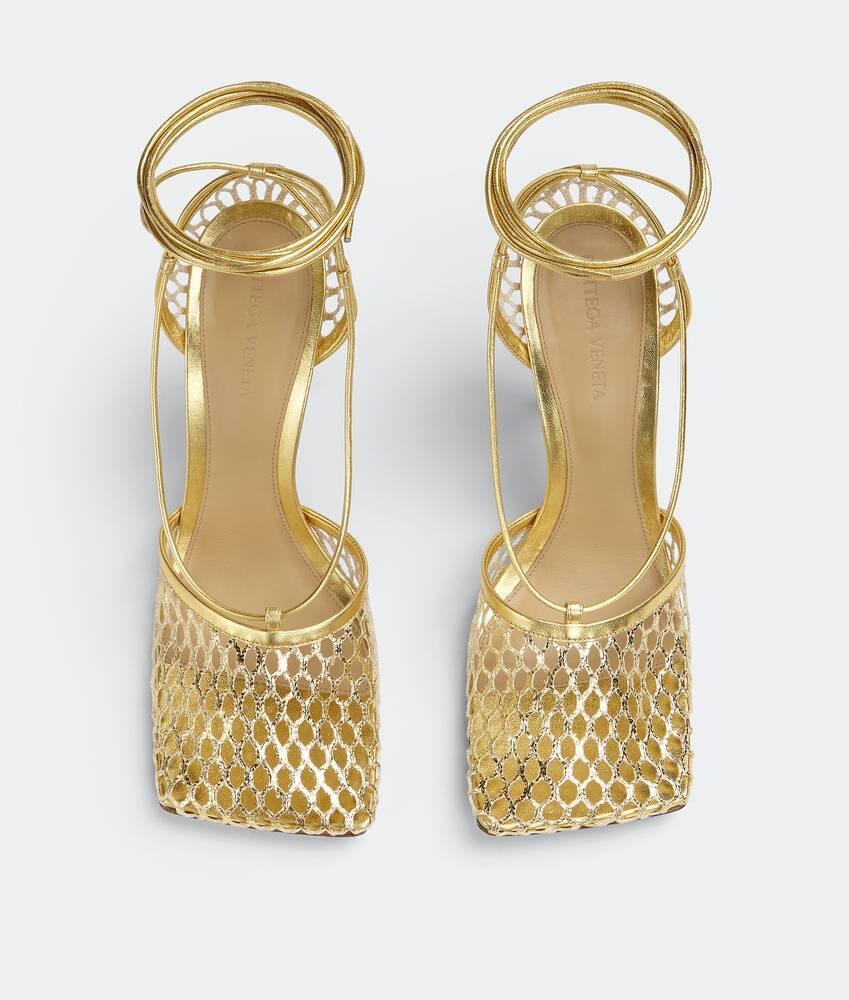 Women's Stretch Lace-Up Sandal in Gold Product Image