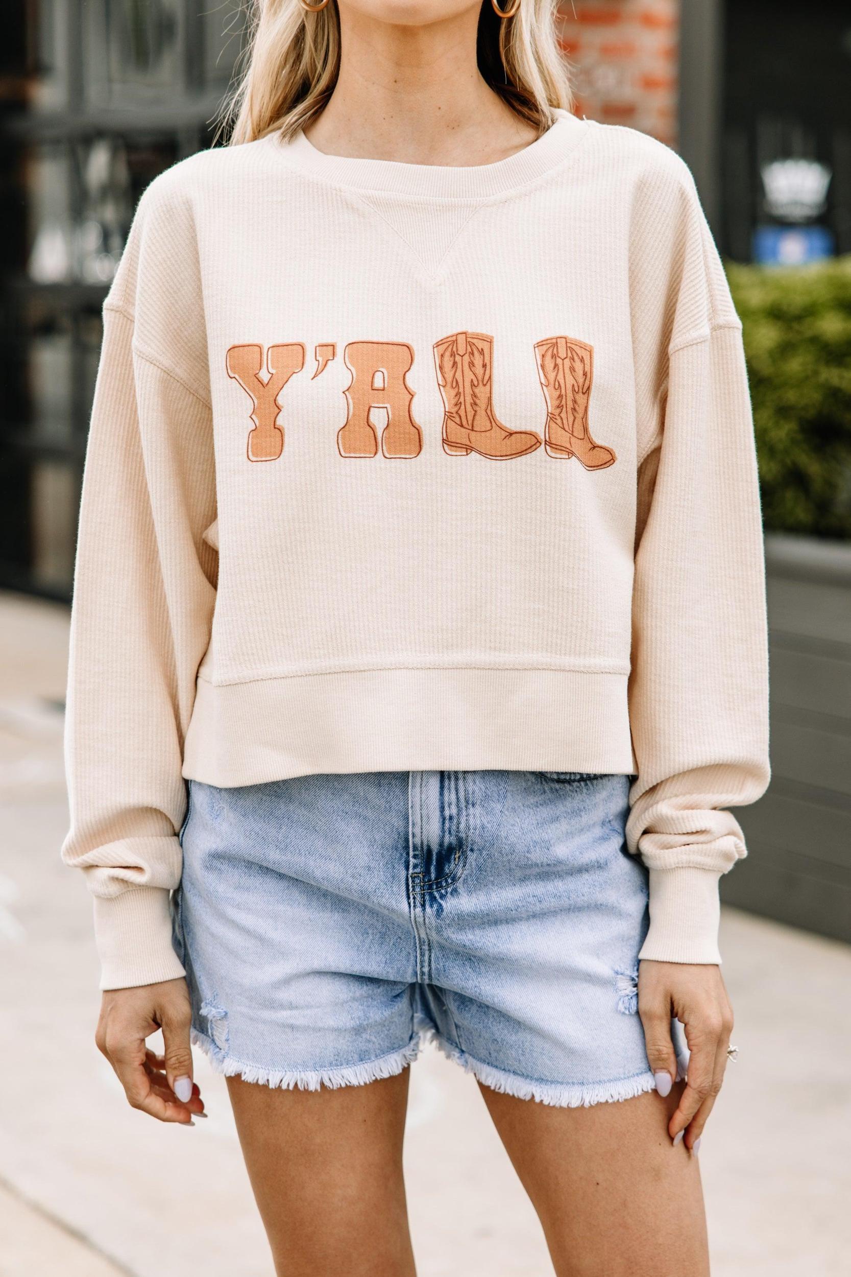 Y'all Natural Graphic Cropped Sweatshirt Female Product Image