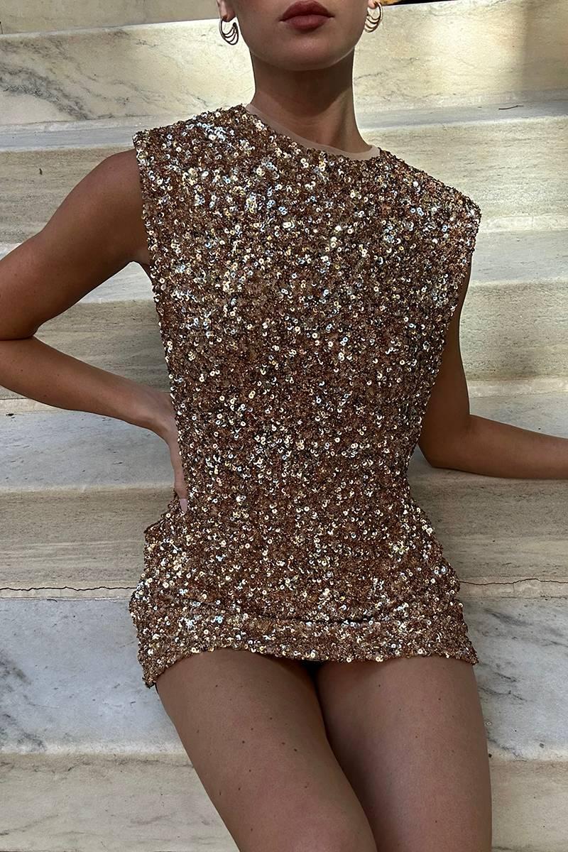 Mirabel Dress Gold Sparkle Product Image