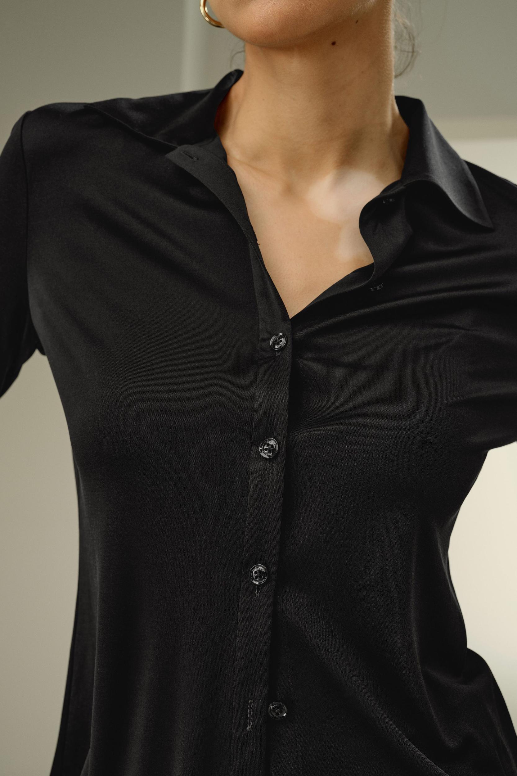 Basic Slim Silk Jersey Shirt Product Image