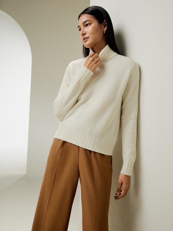 Turtleneck Sweater with Rib Hemline Product Image