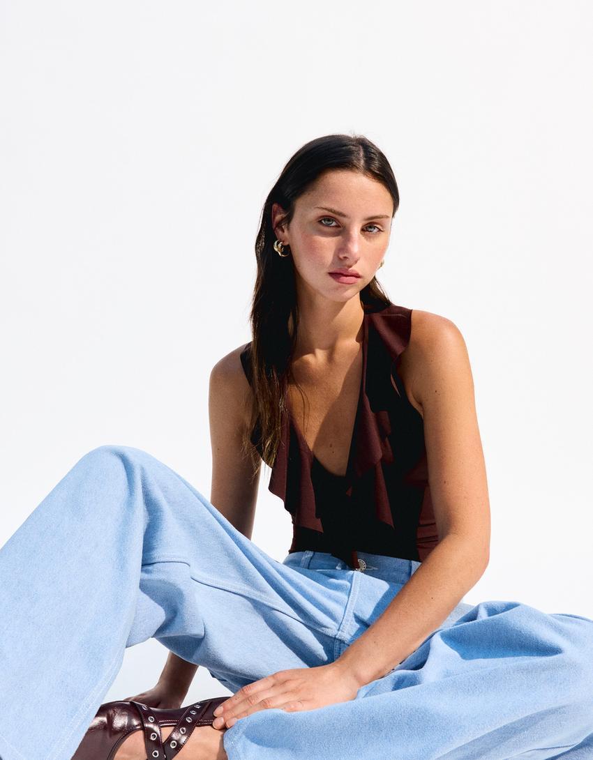 BERSHKA SERIES draped strappy bodysuit Product Image