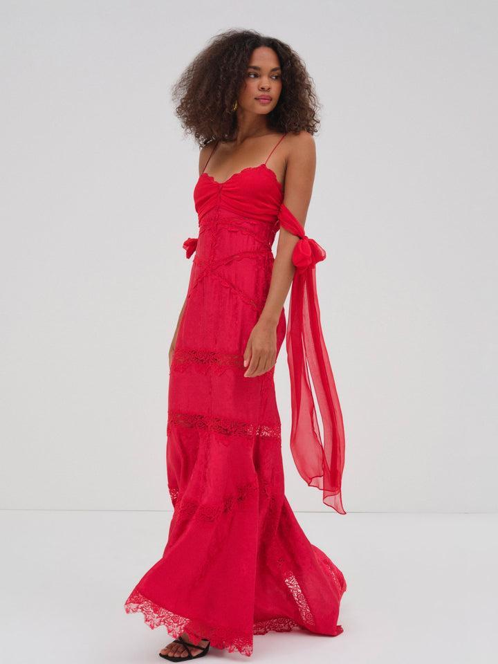 Rita Lace Gown — Red Product Image