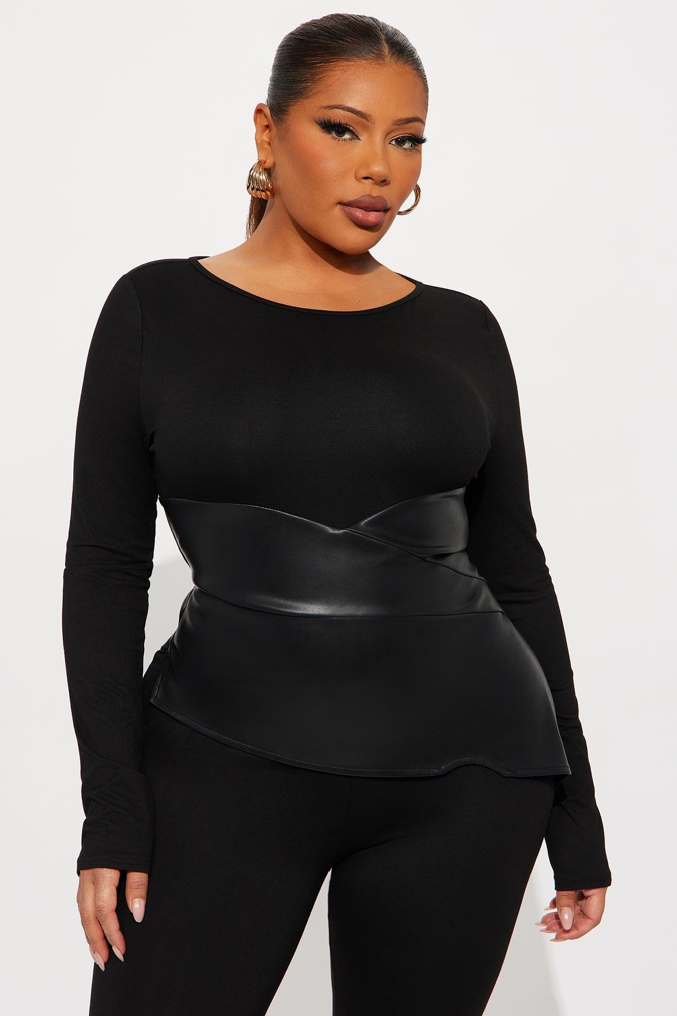 Skye Long Sleeve Corset Waist Jumpsuit - Black Product Image