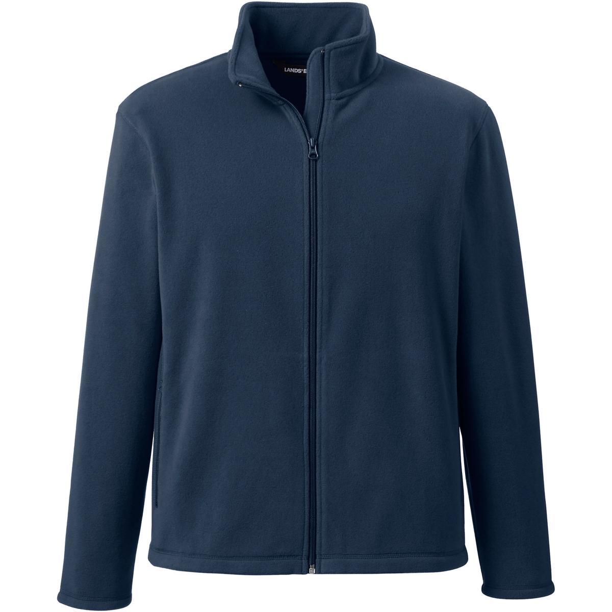 Men's Lands' End Full-Zip Mid-Weight Fleece Jacket, Size: Large, Dark Grey Product Image