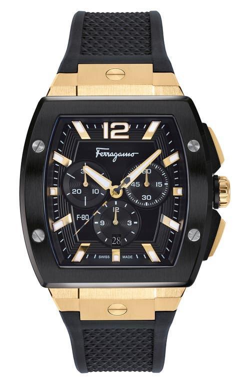 Ferragamo F-80 Tonneau Ion Plated Stainless Steel Chronograph Watch, 41.8mm Product Image