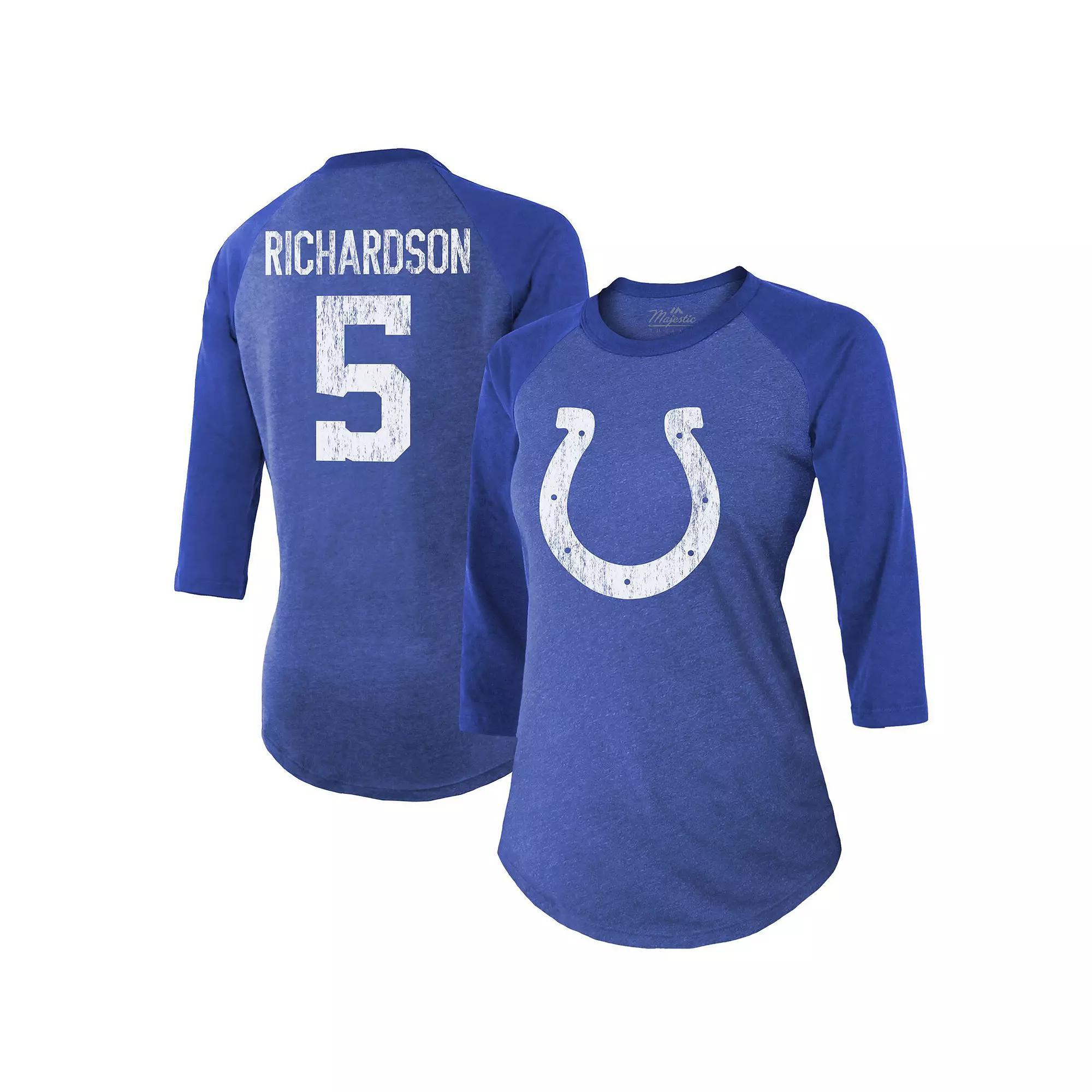 Womens Majestic Threads Anthony Richardson Royal Indianapolis Colts Player Name & Number Tri-Blend 3/4-Sleeve Fitted T-Shirt Product Image