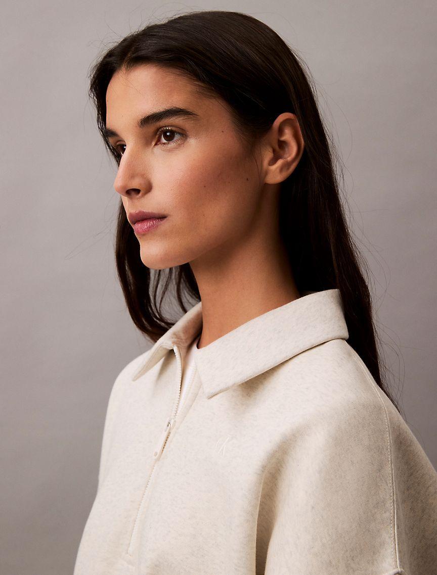 Calvin Klein Women's Archive Logo Fleece Quarter Zip Sweatshirt - Neutral - L Product Image