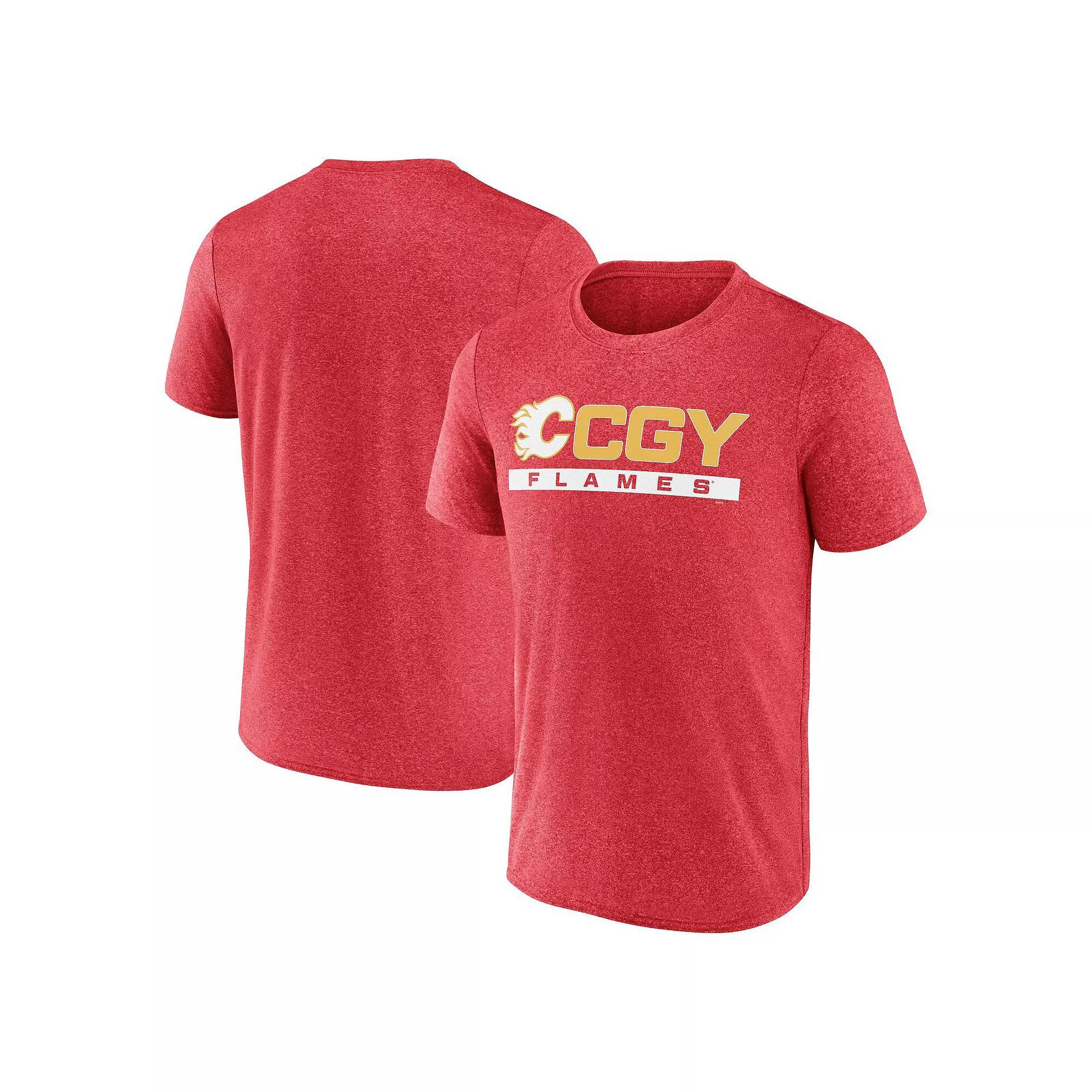Men's Fanatics Heather Red Calgary Flames Playmaker T-Shirt, Size: XL, Flm Red Product Image