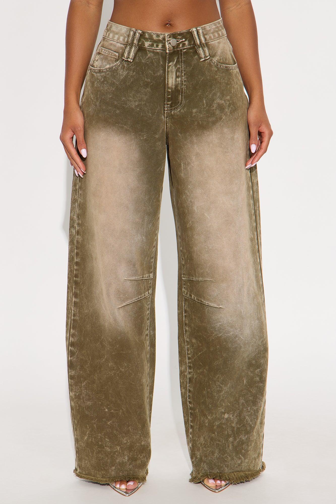 On The Horizon Straight Leg Jeans - Olive Product Image