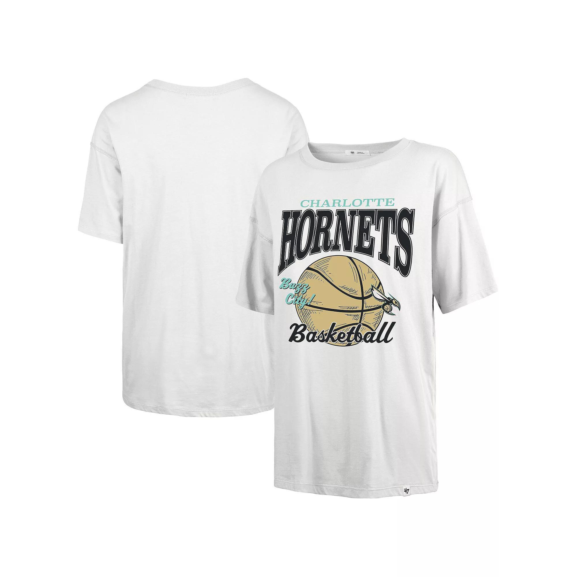 Women's '47  White Charlotte Hornets City Edition Down Court Sadie T-Shirt, Size: XL, Chr White Product Image