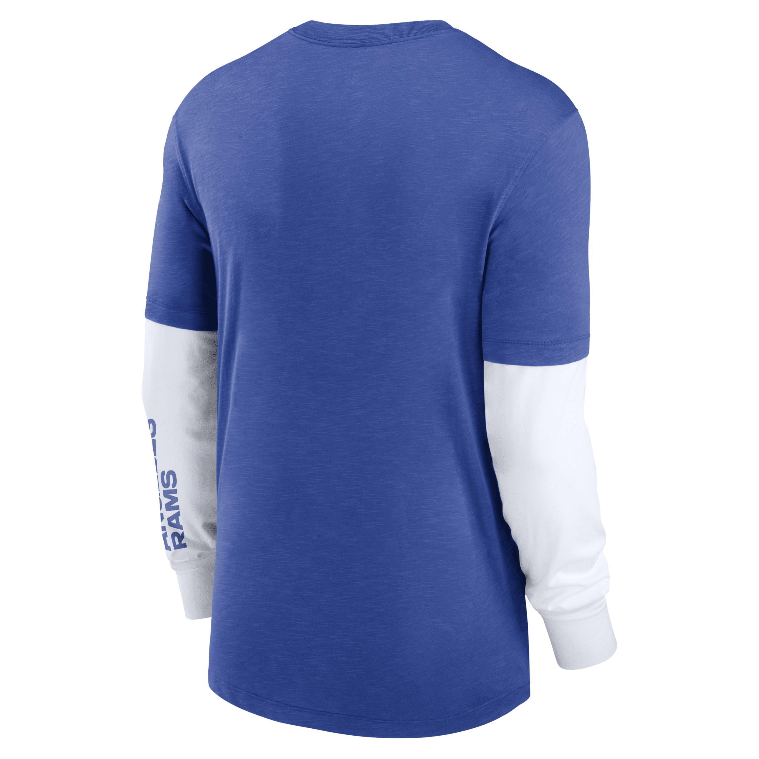 Men's Nike Heather Royal Los Angeles Rams Slub Fashion Long Sleeve T-Shirt, Size: 3XL, Blue Product Image