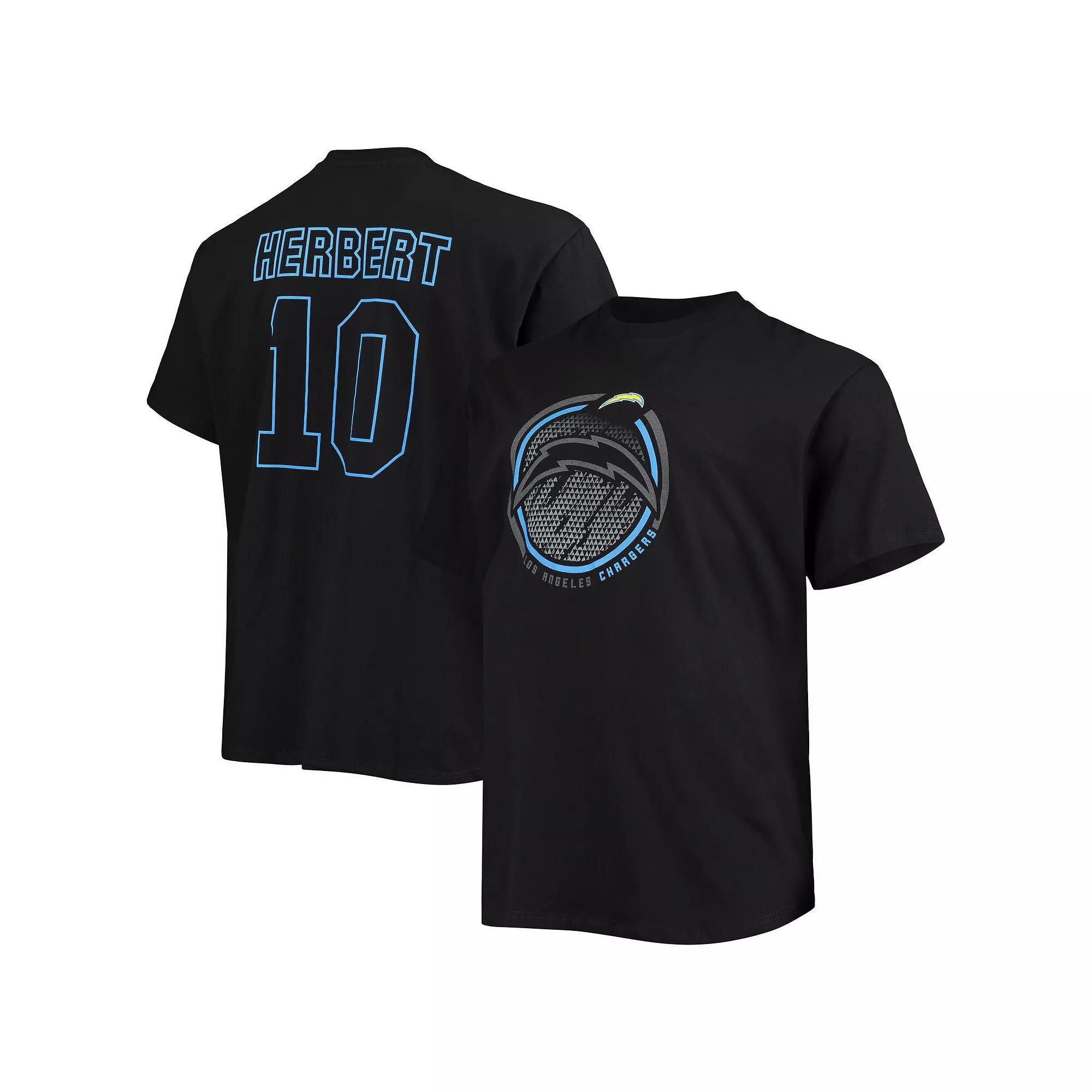 Men's Fanatics Branded Justin Herbert Black Los Angeles Chargers Big & Tall Color Pop Name & Number T-Shirt, Size: 3XB Product Image