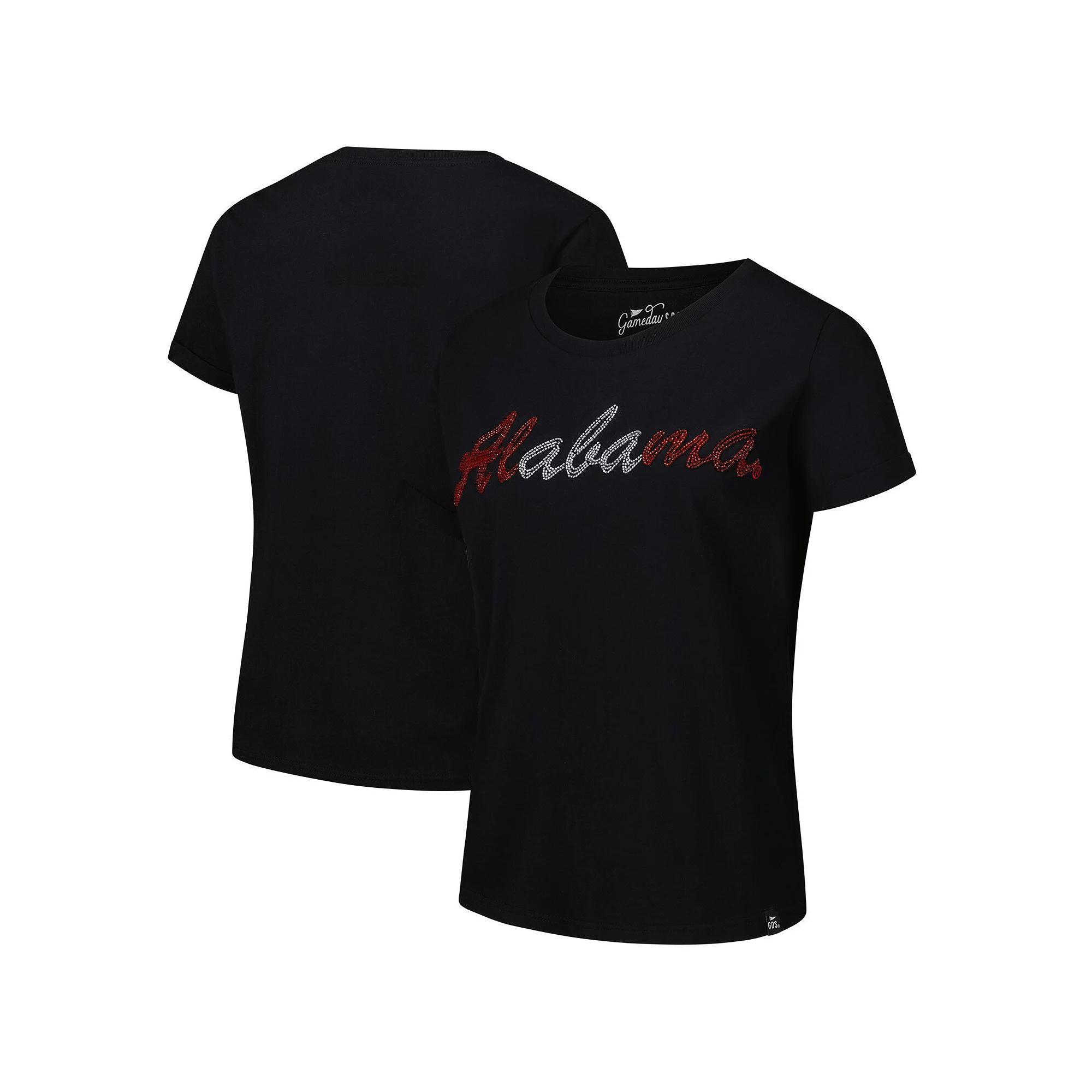 Women's Black Alabama Crimson Tide Hand Sewn Beaded Script T-Shirt, Size: Small Product Image