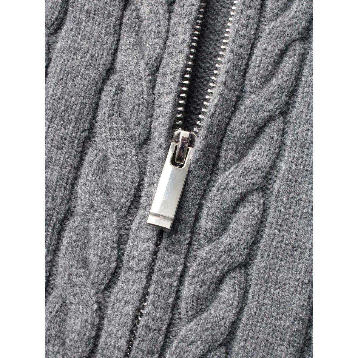 Plus Size Cable Knit Hooded Zipper Cardigan DimGray Women Casual Loose Long Sleeve Everyday Cardigans BloomChic 28/5X Product Image