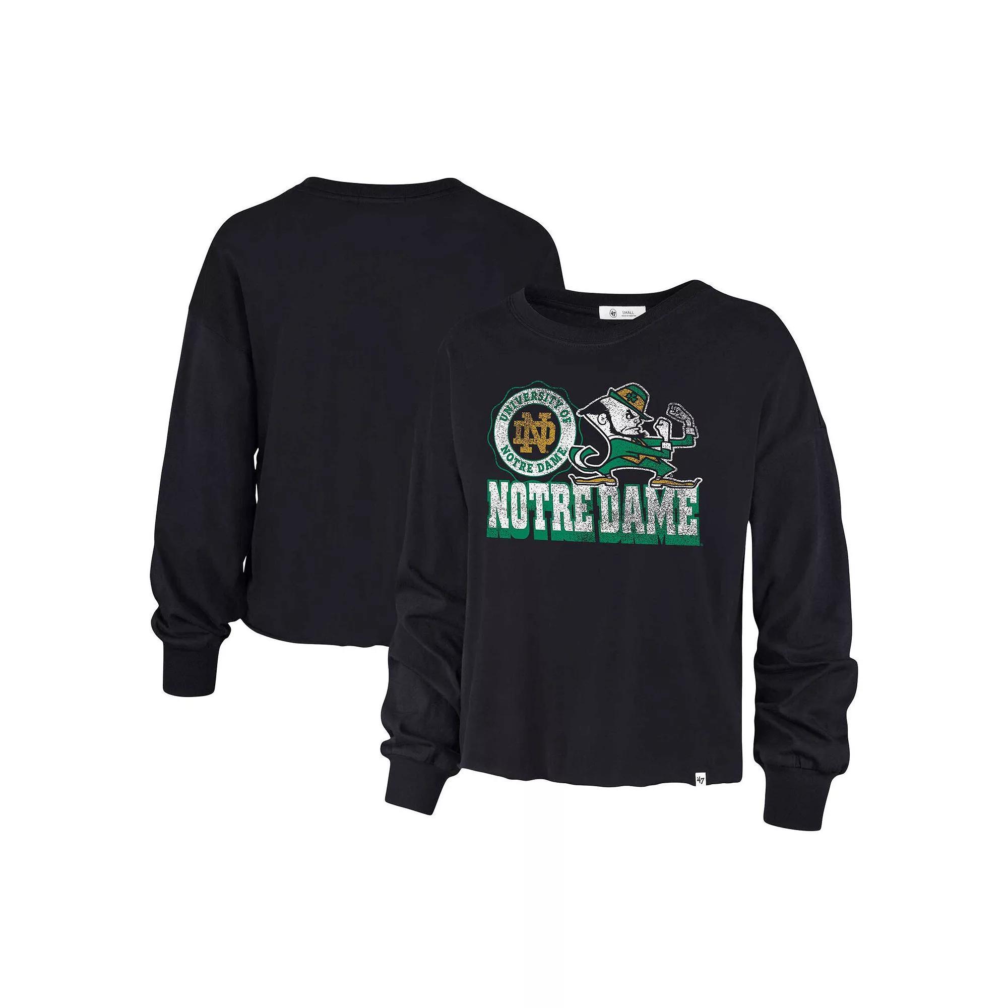 Women's '47 Navy Notre Dame Fighting Irish Bottom Line Parkway Long Sleeve T-Shirt, Size: Small, Blue Product Image