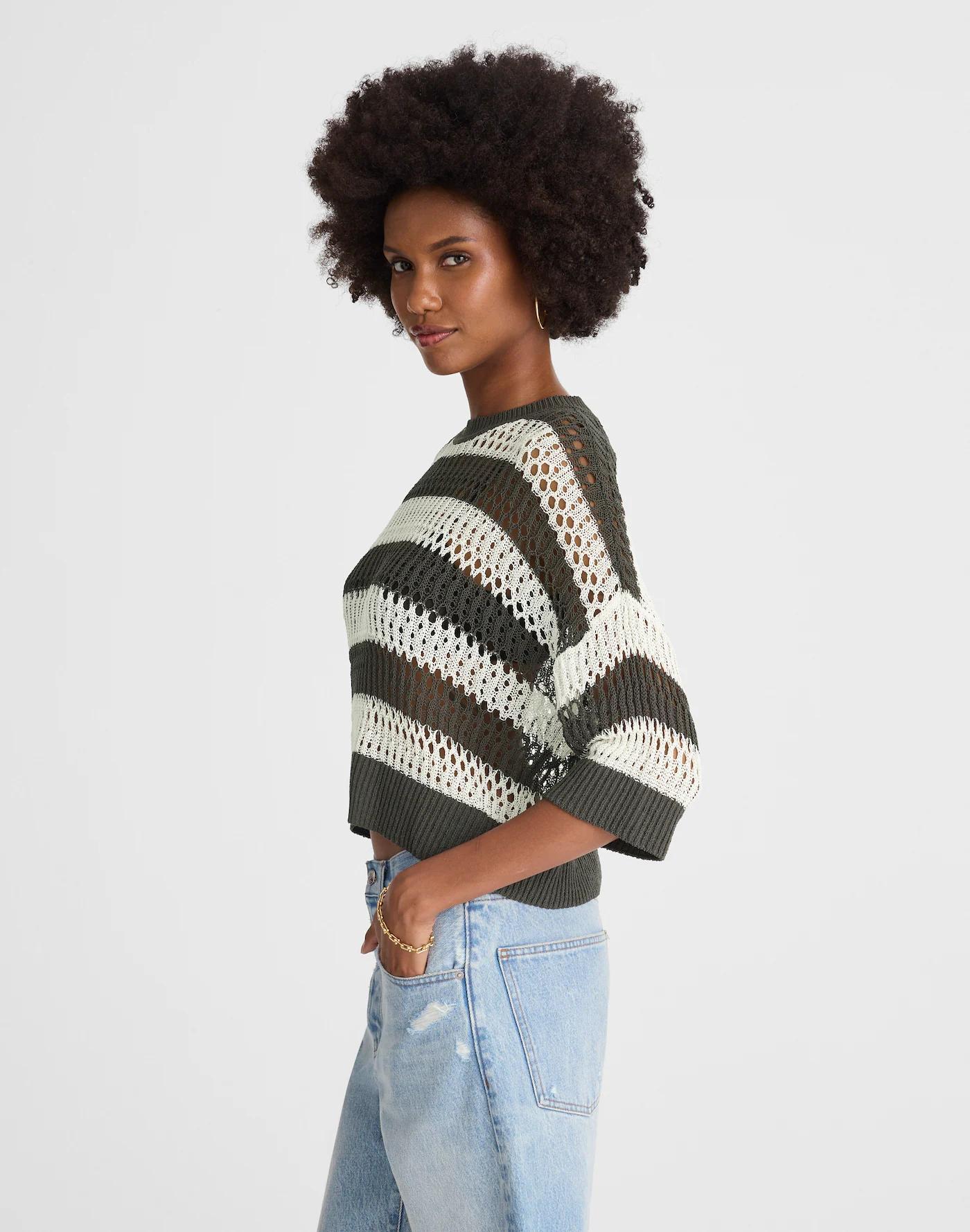 Relaxed Open-Stitch Sweater Tee Product Image