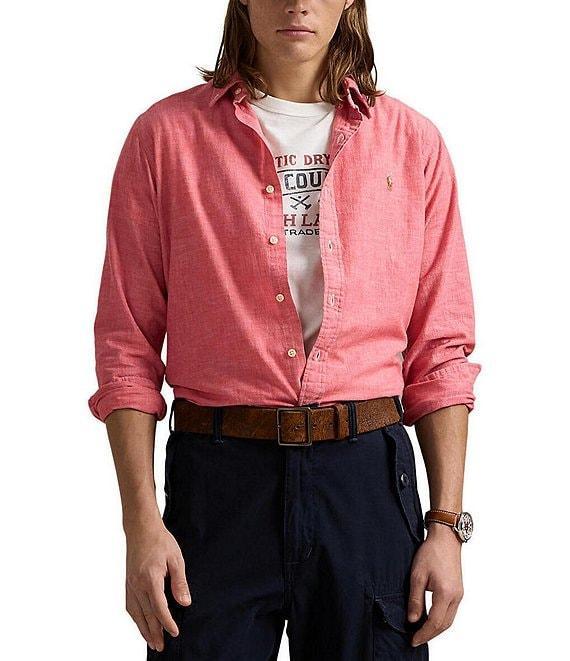 Polo Ralph Lauren Classic Fit Red Chambray Long Sleeve Shirt Product Image