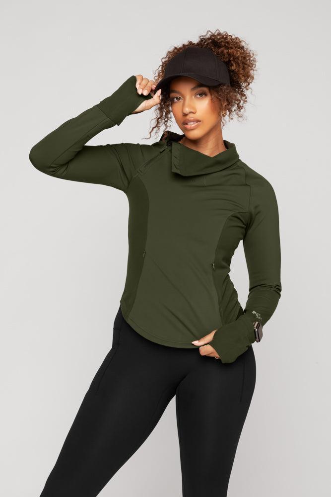 Chasing Pavements Mockneck Pullover - Grasshopper Product Image