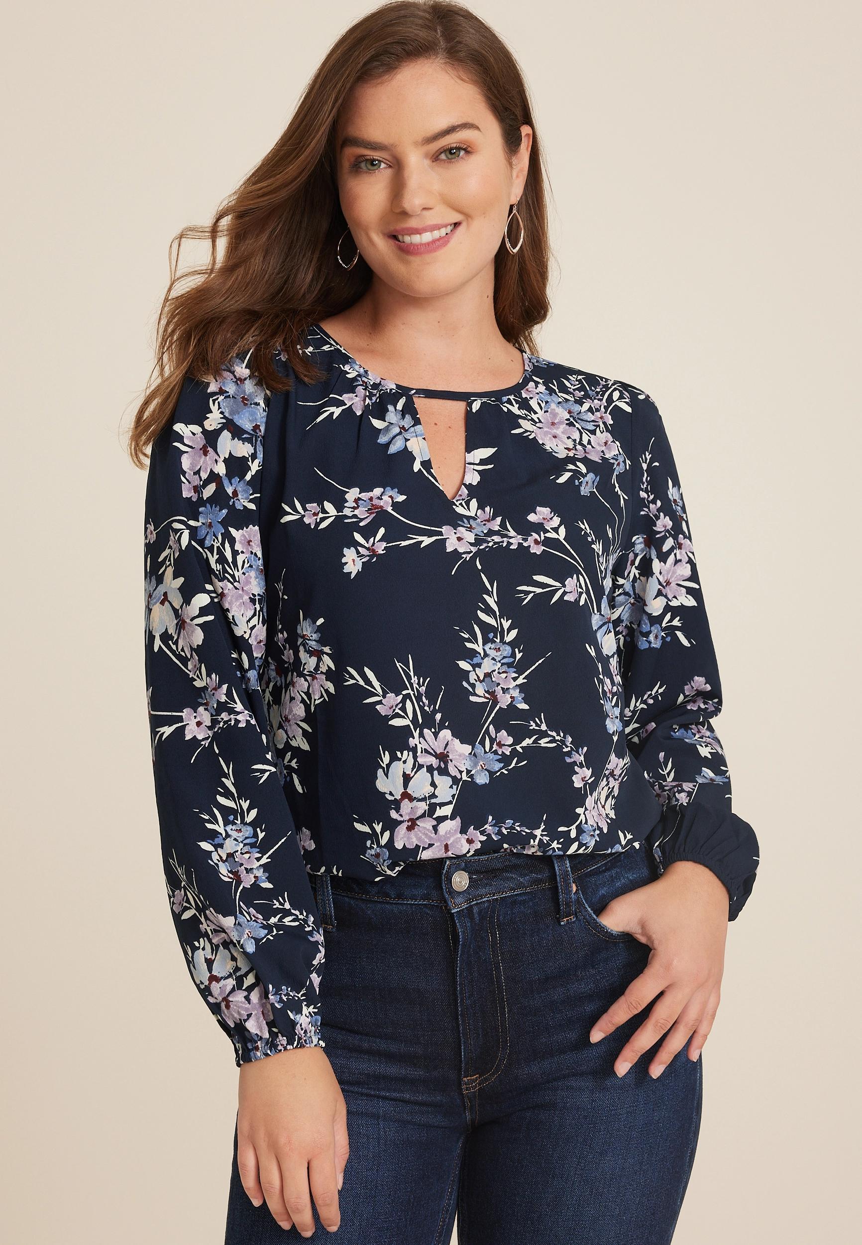 Maurices Womens Large Size Leighton Long Sleeve Blouse Product Image