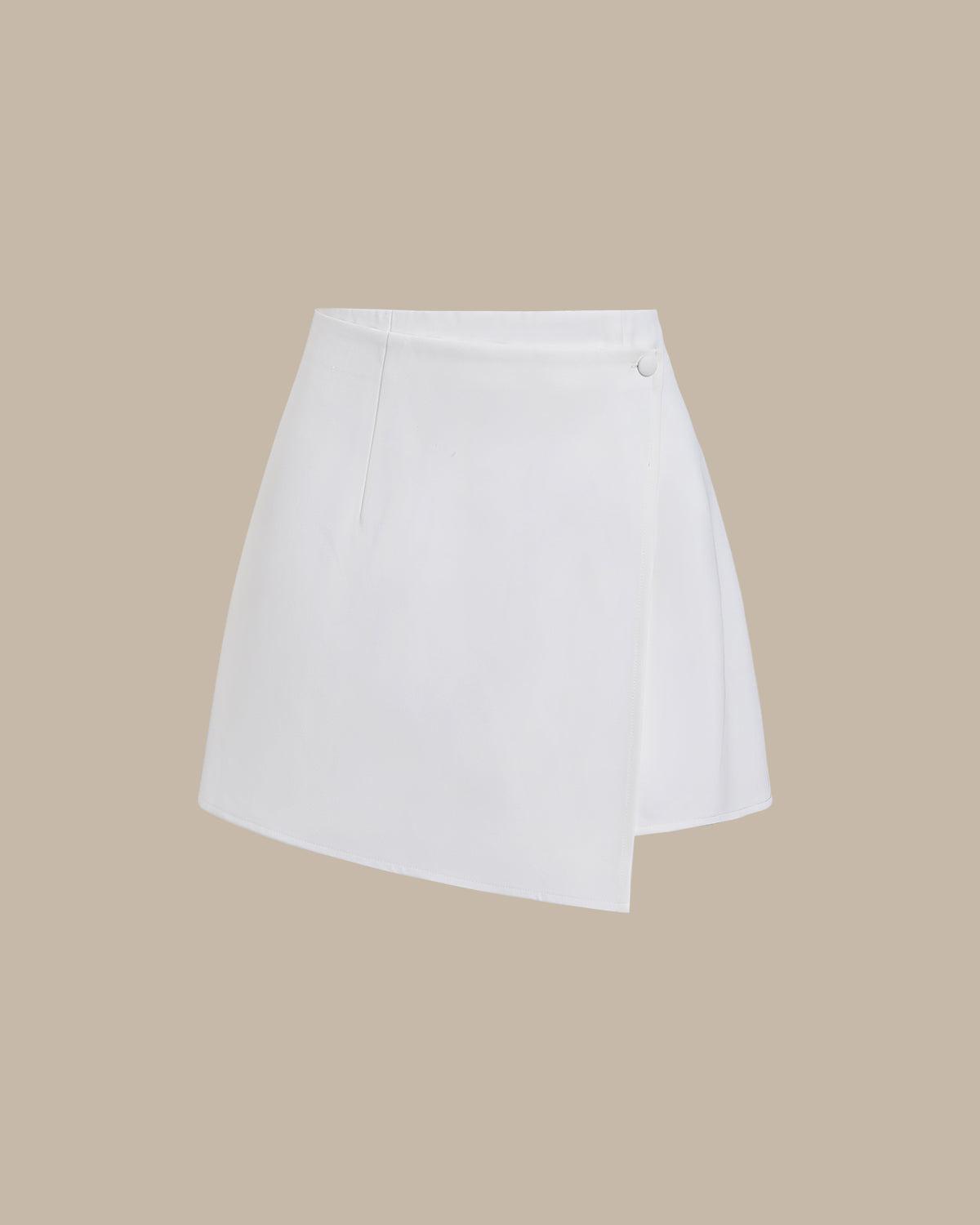 White Irregular Mini Skirt Product Image