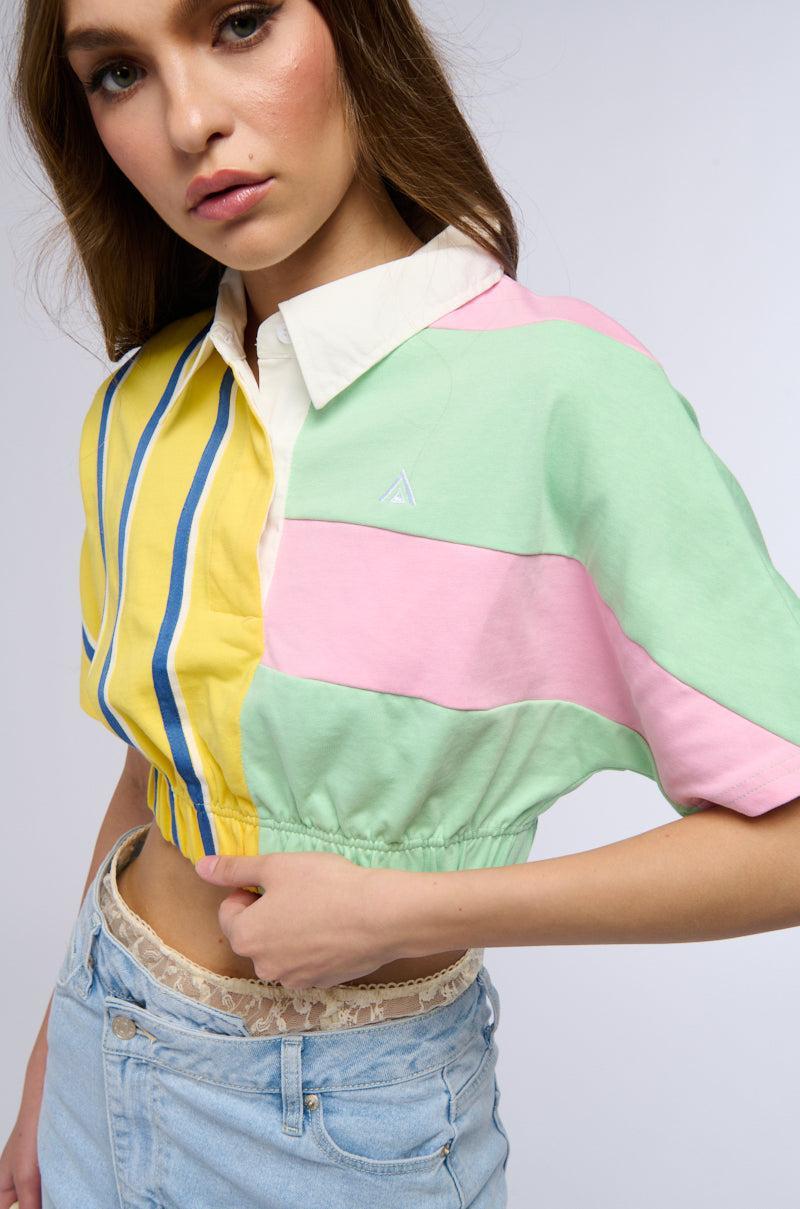 DONT LOOK BACK CROP COLLARED TEE Product Image