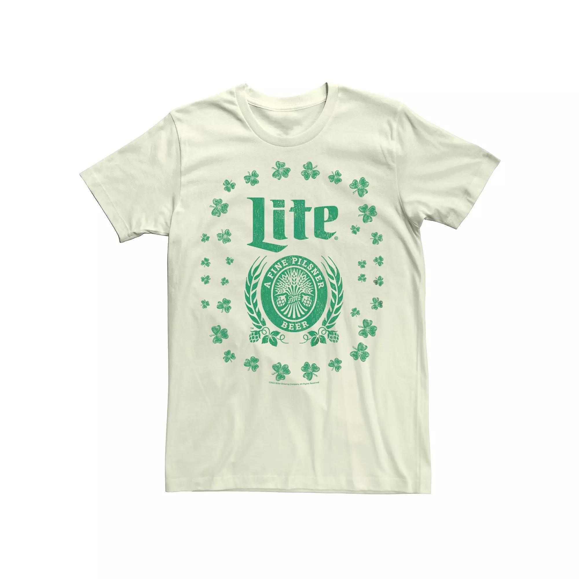 Men's Miller Lite Shamrock Crest Tee, Size: Medium, Natural Product Image