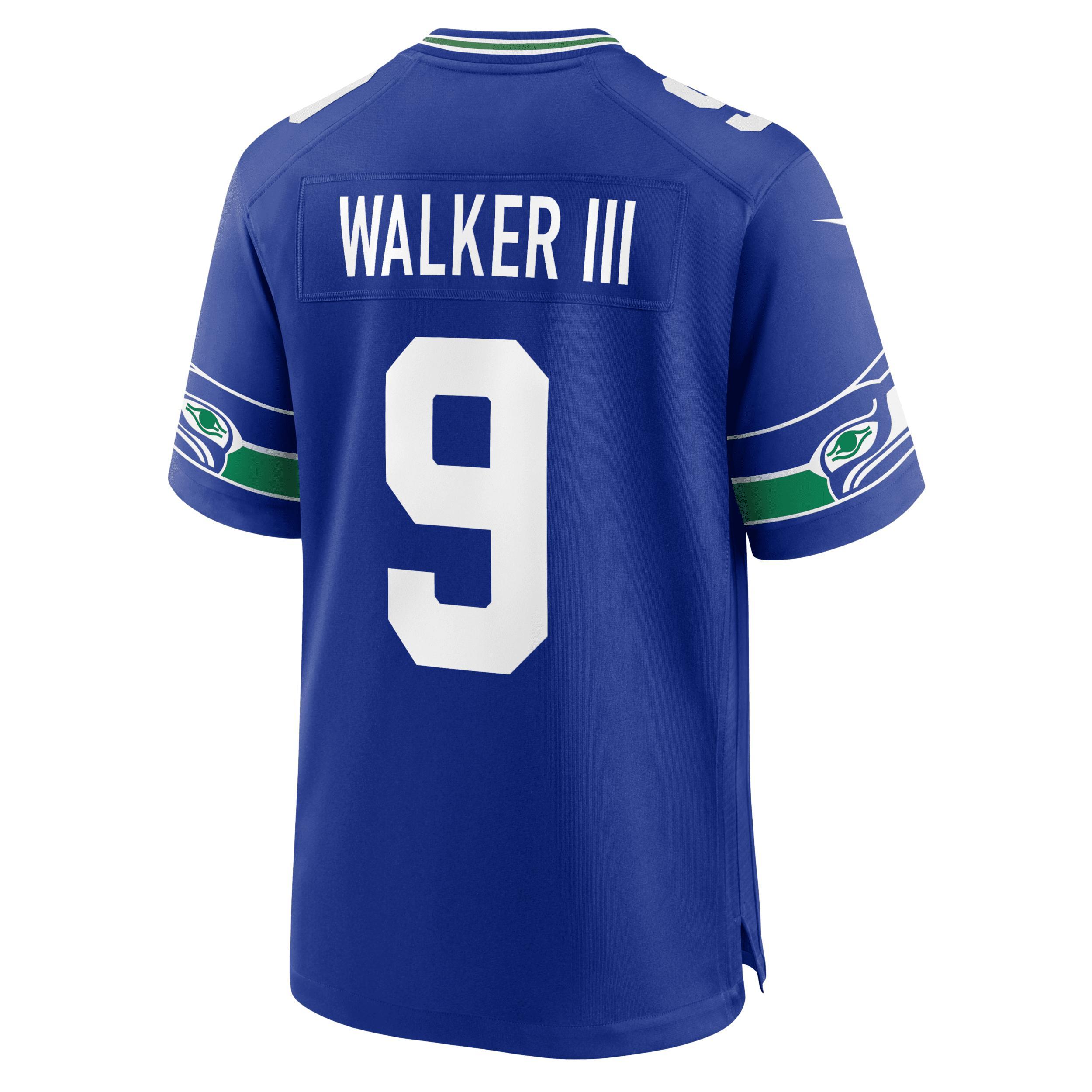 Men's Nike Kenneth Walker III Royal Seattle Seahawks Throwback Player Game Jersey, Size: XL, Blue Product Image