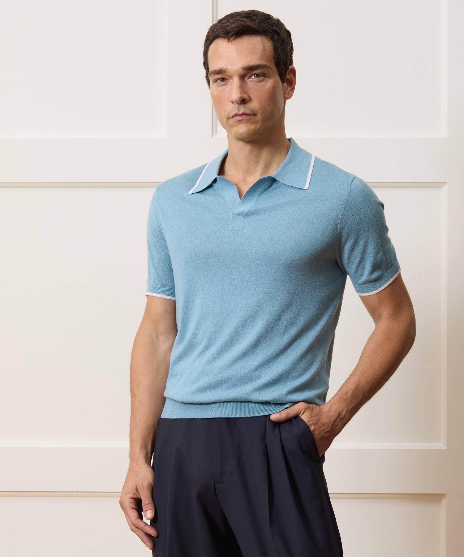 Silk-Cashmere Tipped Sweater Polo Product Image