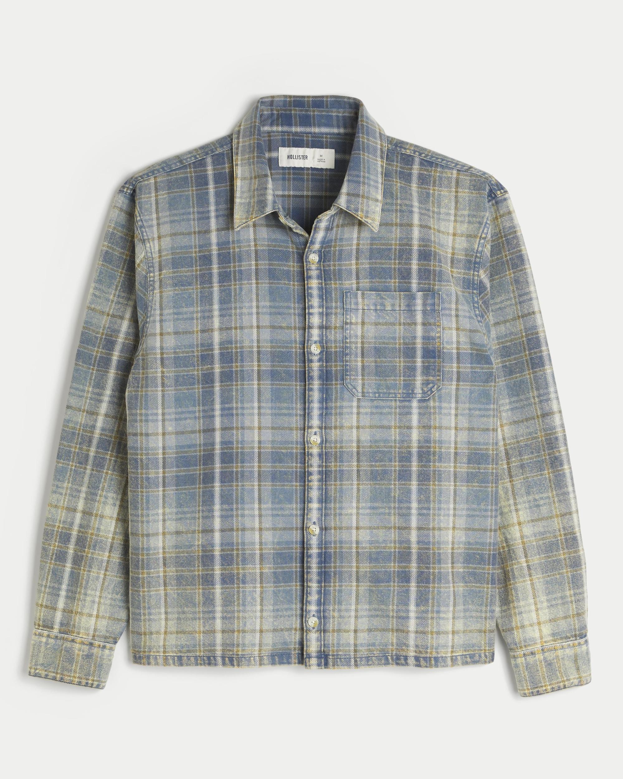 Boxy Washed Flannel Shirt Product Image