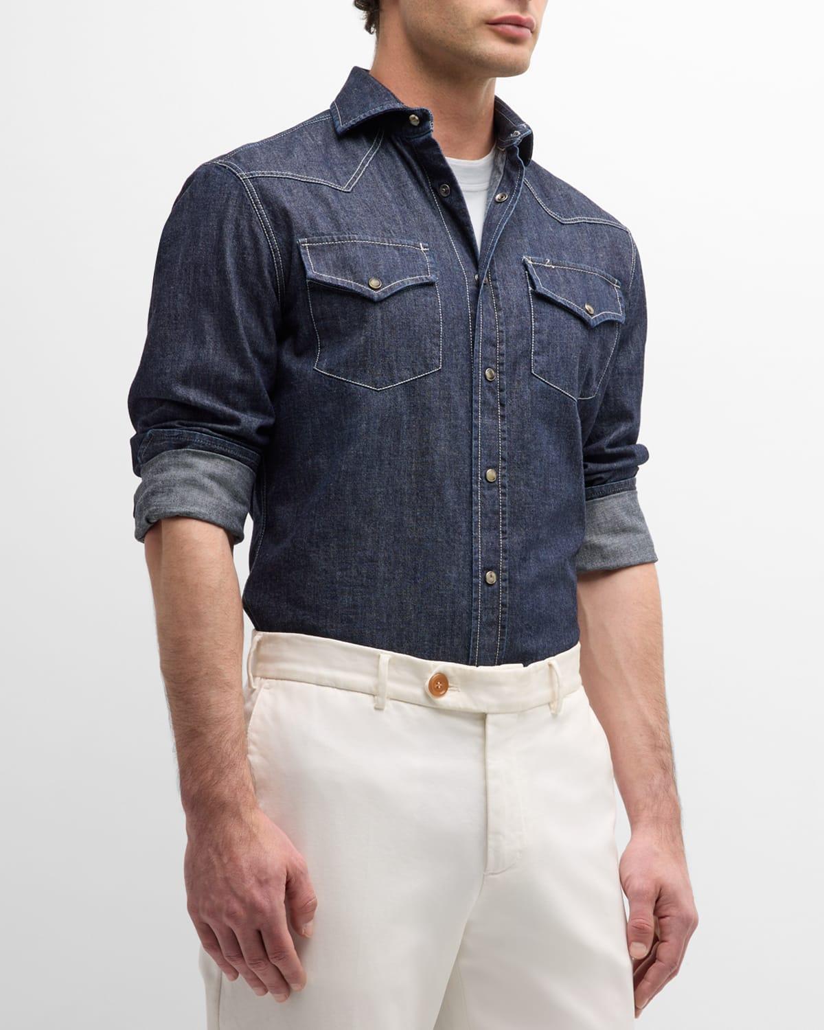Men's Denim Western Snap-Front Shirt Product Image