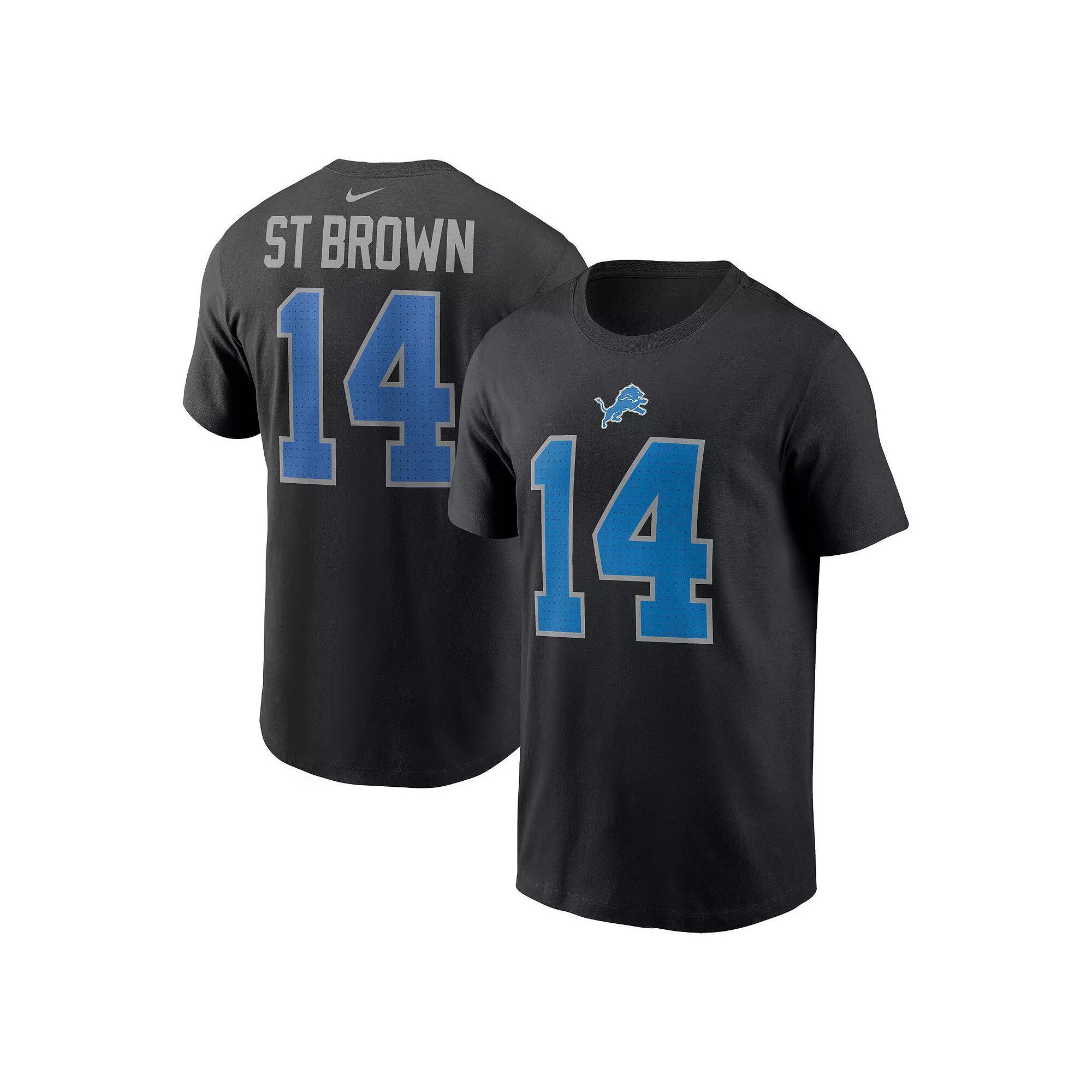 Men's Nike Amon-Ra St. Brown Black Detroit Lions Player Name & Number T-Shirt, Size: Large Product Image