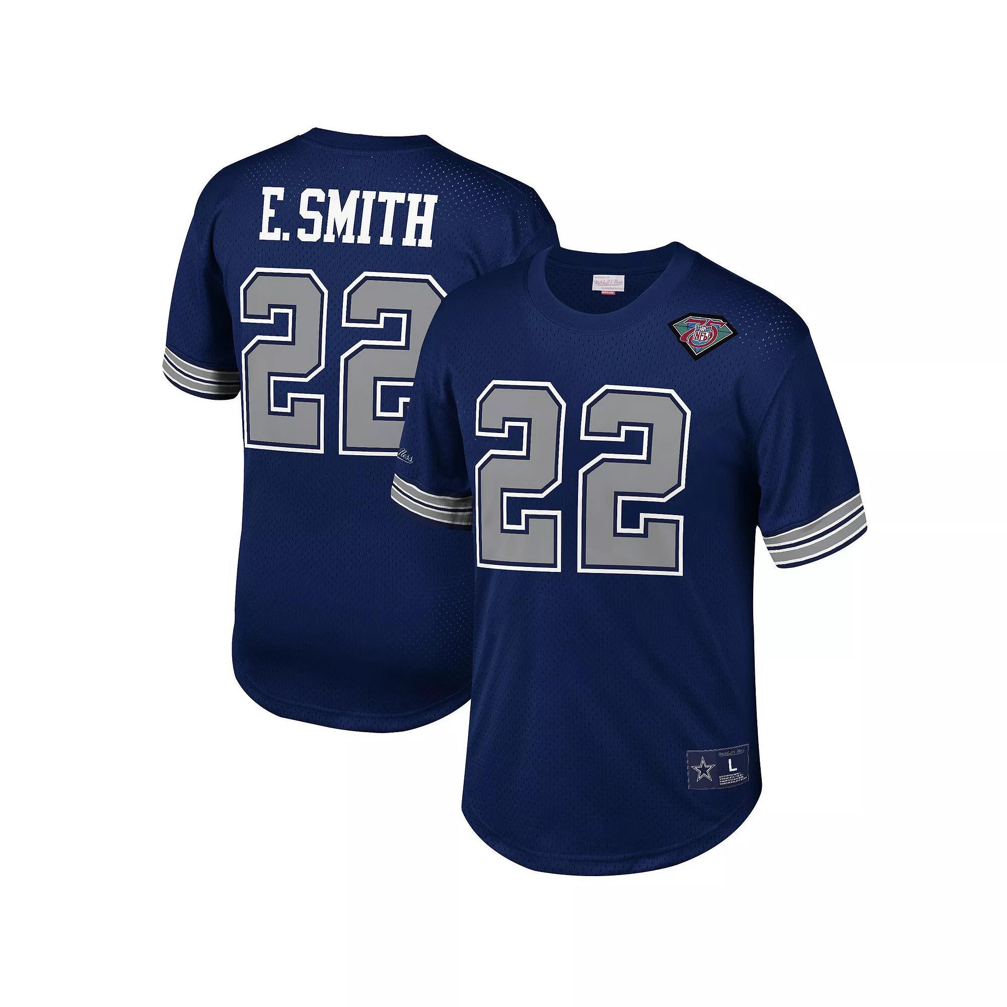 Men's Mitchell & Ness Emmitt Smith Navy Dallas Cowboys Retired Player Name & Number Mesh Top, Size: 2XL, Blue Product Image