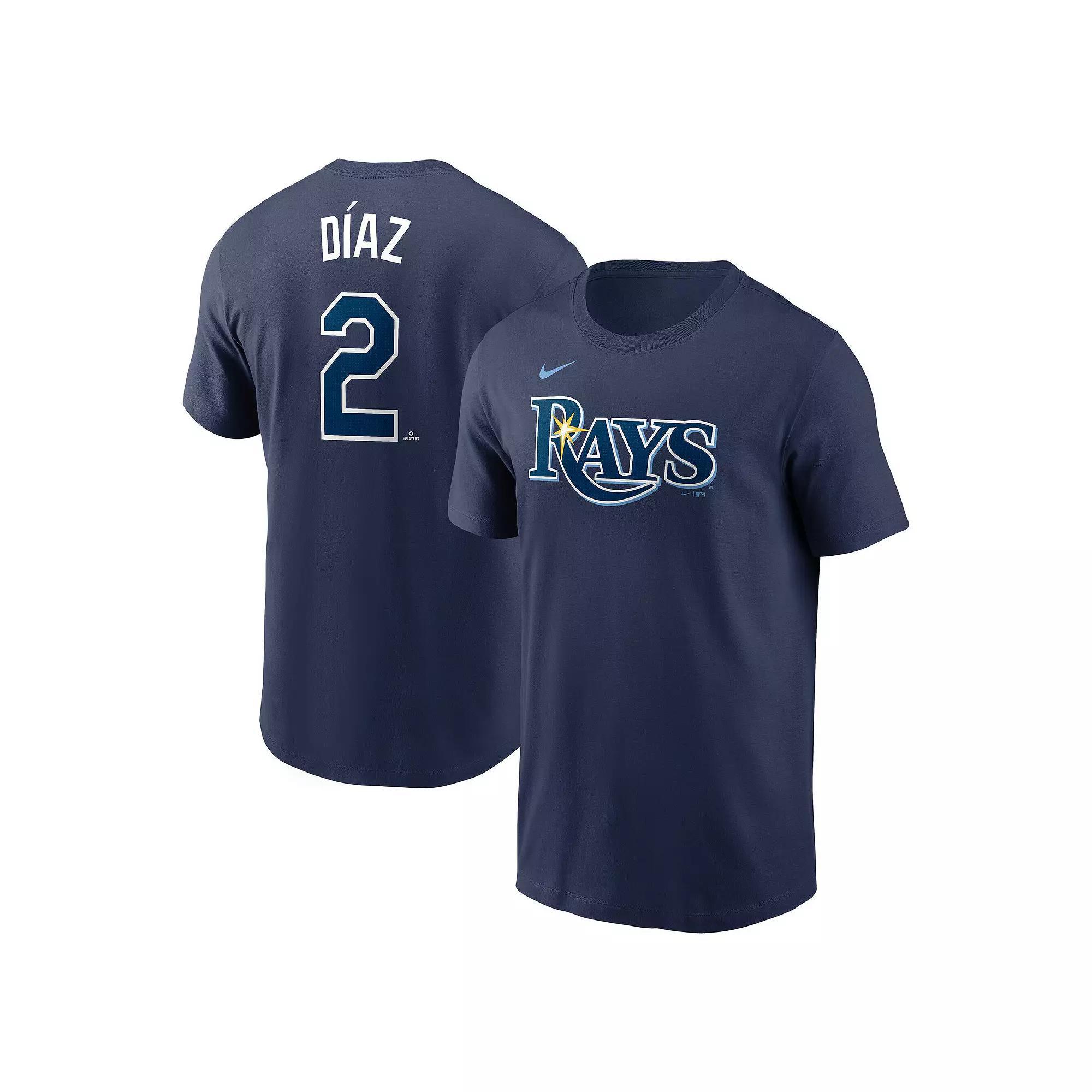 Men's Nike Yandy Diaz Navy Tampa Bay Rays Fuse Name & Number T-Shirt, Size: Small, Blue Product Image
