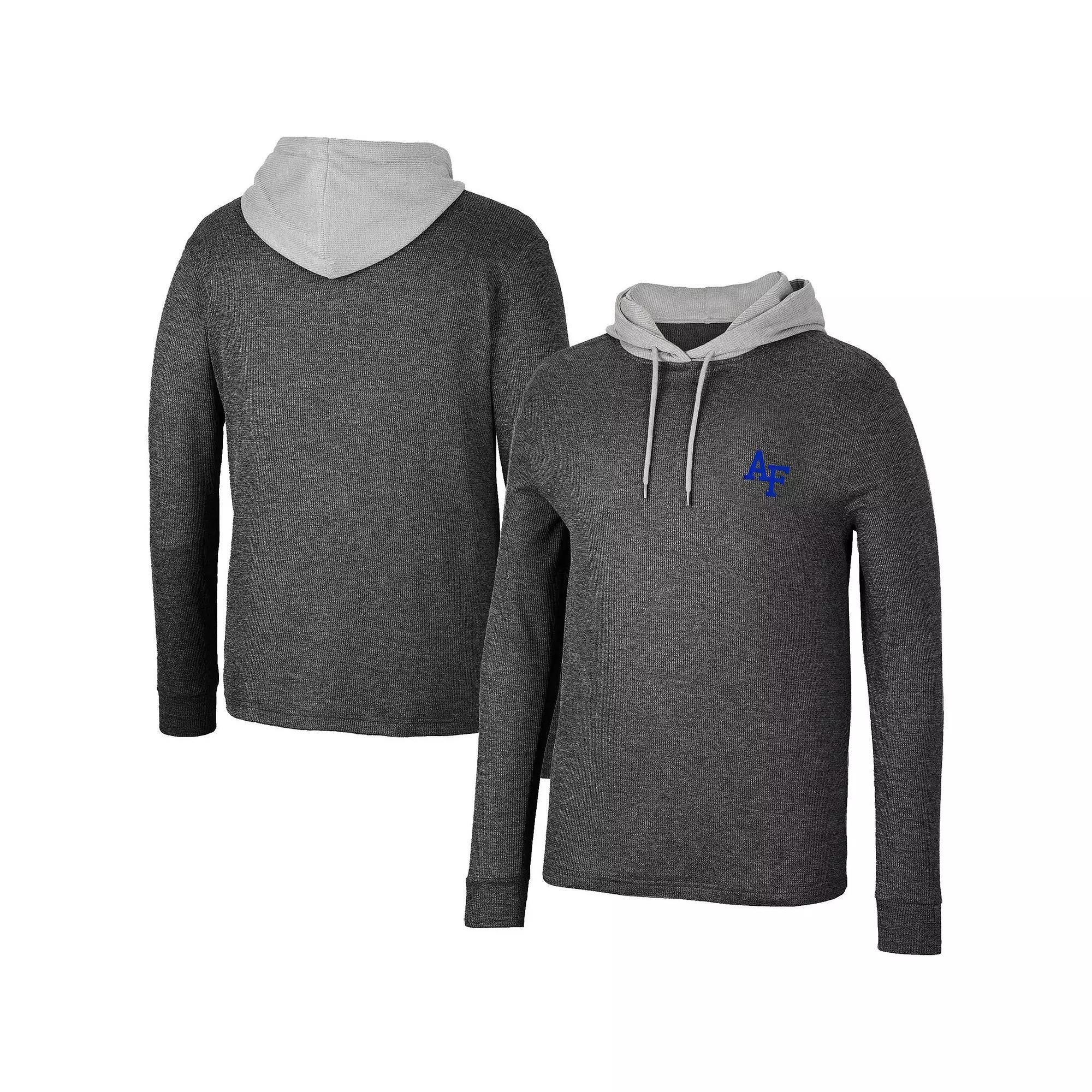 Men's Colosseum Black Air Force Falcons Ballot Waffle-Knit Thermal Long Sleeve Hoodie T-Shirt, Size: Medium, Afa Black Product Image