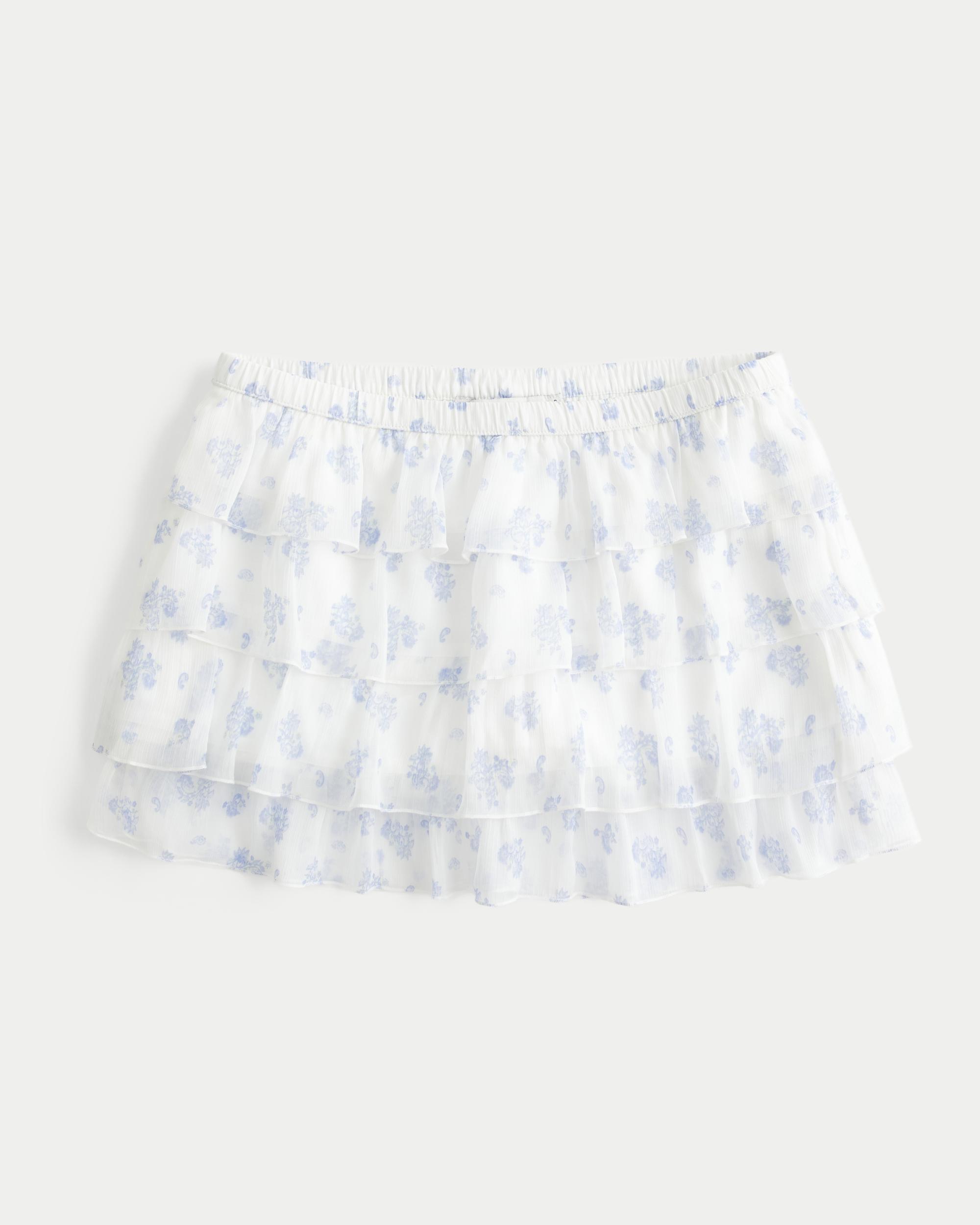 Lace-Chiffon Tiered Mini Skort Product Image