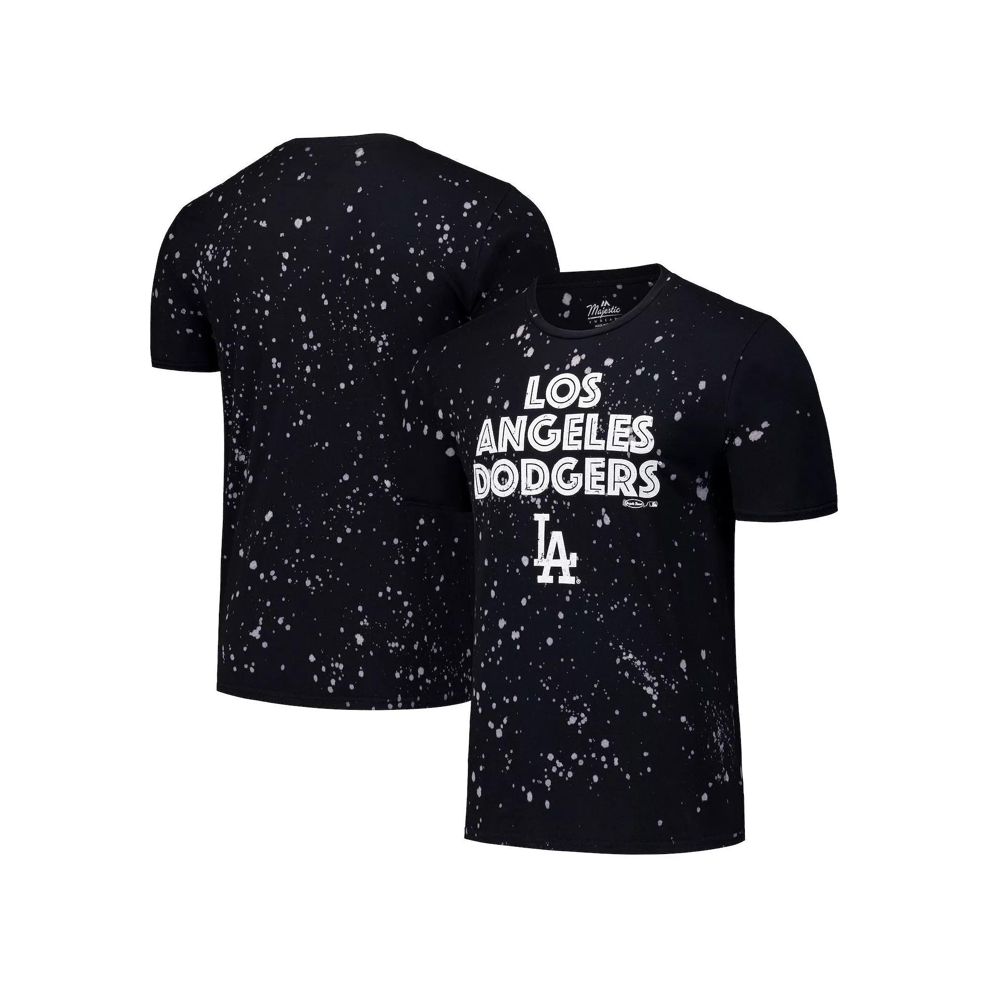 Men's Majestic Threads Black/White Los Angeles Dodgers Splatter T-Shirt, Size: Small Product Image