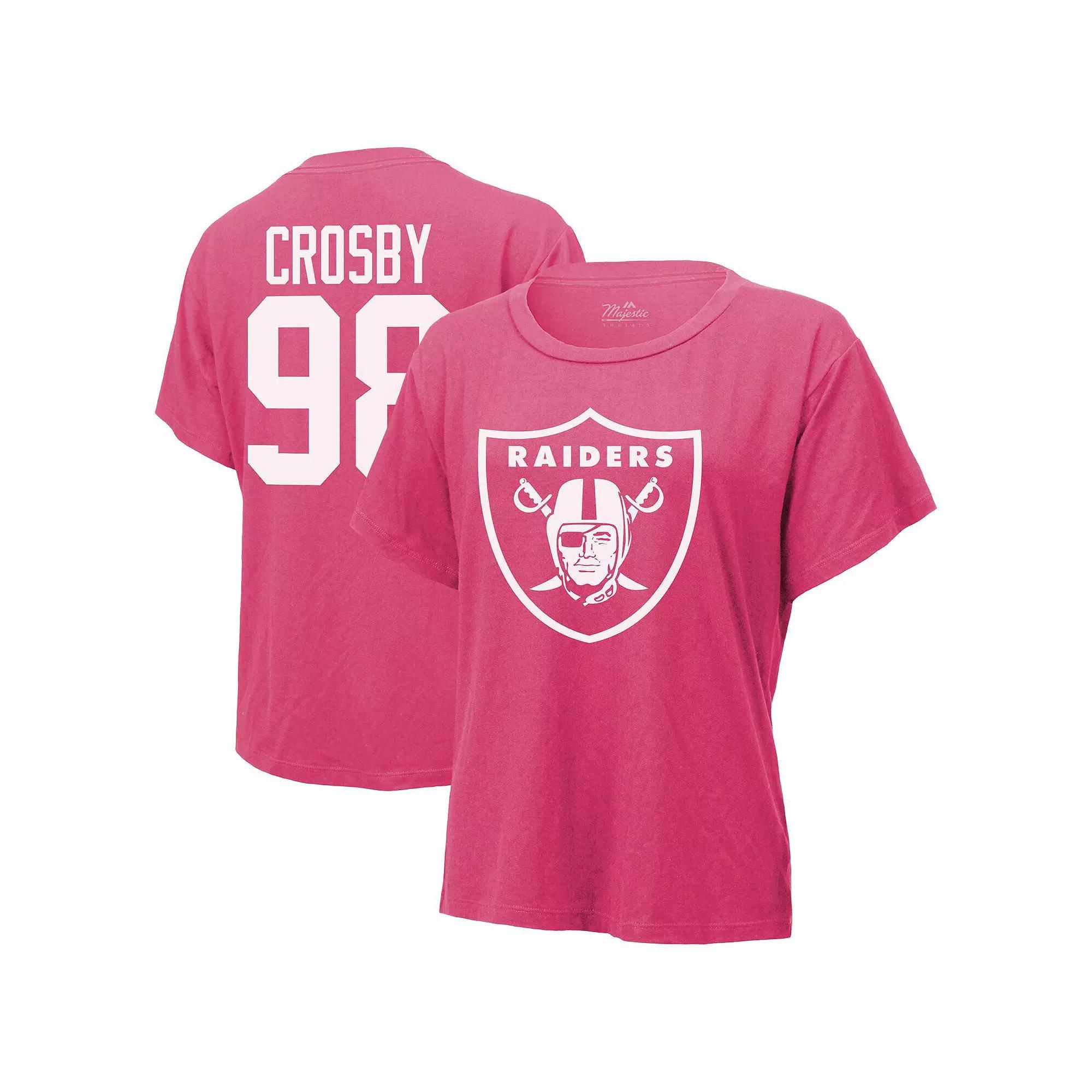 Women's Majestic Threads Maxx Crosby Pink Las Vegas Raiders Name & Number T-Shirt, Size: Large, Lvr Pink Product Image