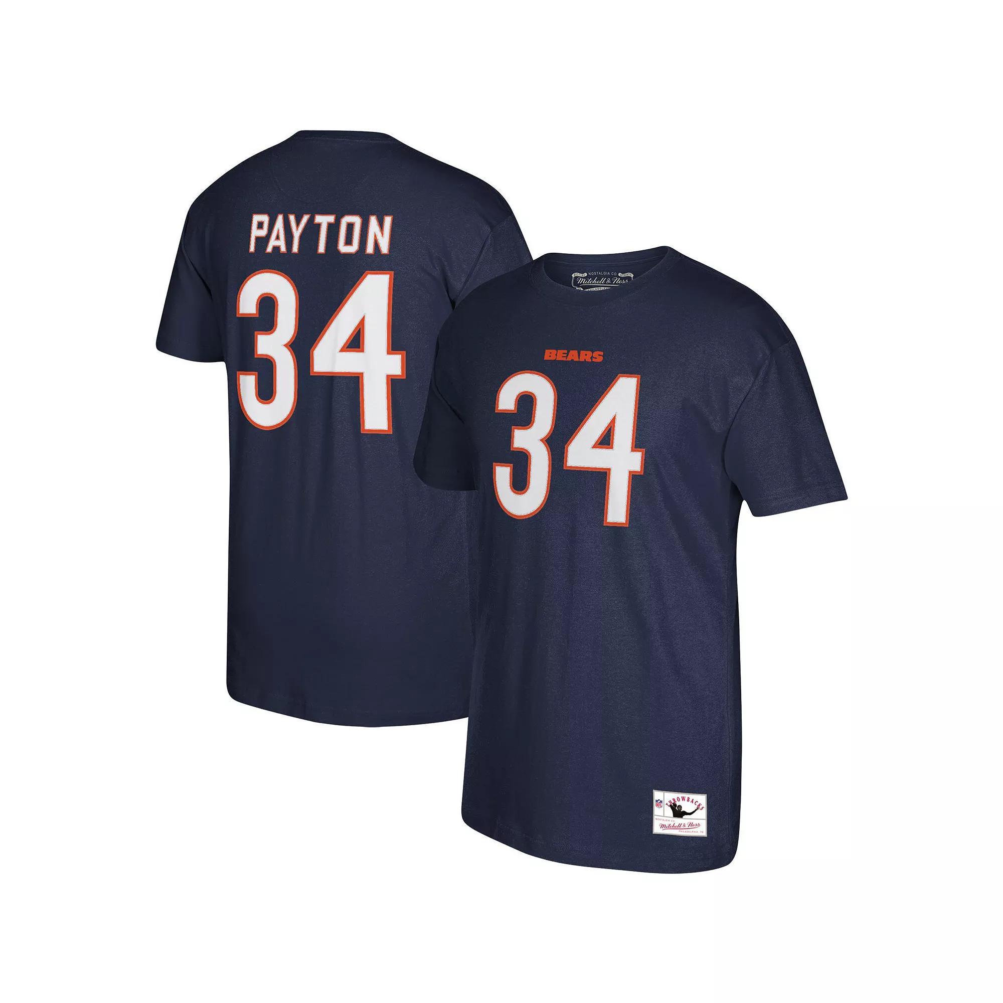 Men's Mitchell & Ness Walter Payton Navy Chicago Bears Retired Player Logo Name & Number T-Shirt, Size: Medium, Blue Product Image