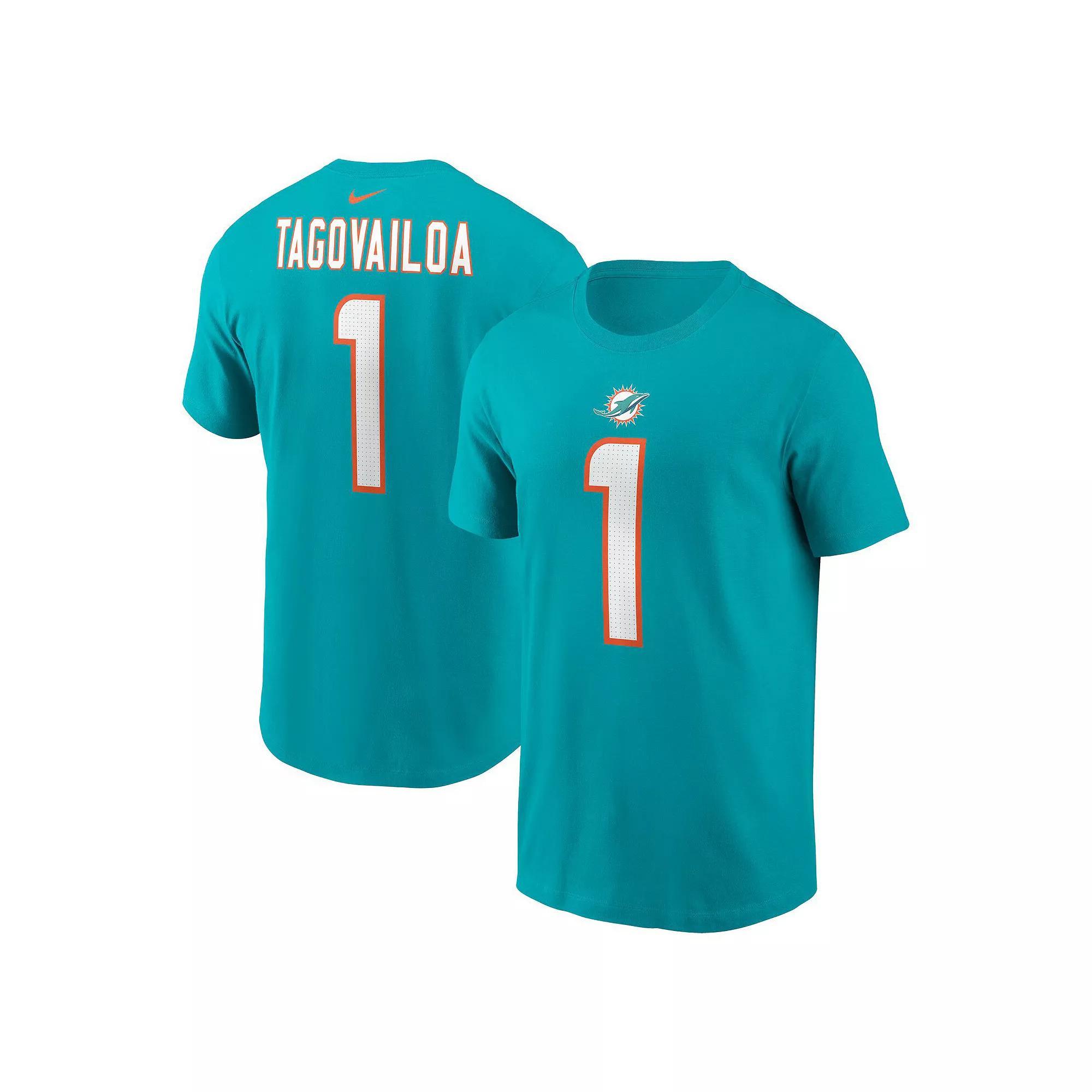 Men's Nike Tua Tagovailoa Aqua Miami Dolphins Player Name & Number T-Shirt, Size: 2XL, Turquoise A Product Image